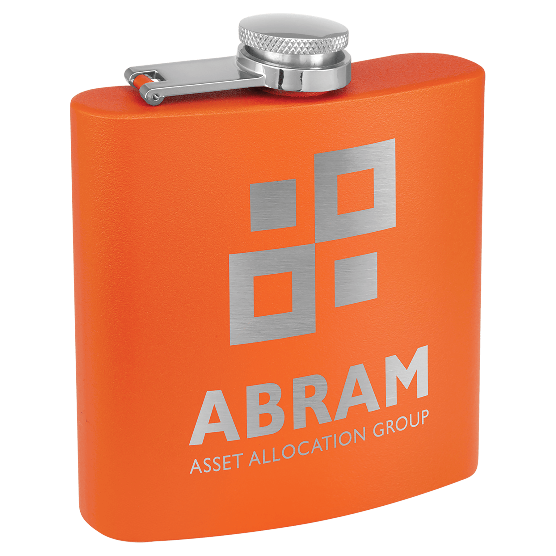 6 oz. Matte Orange Powder Coated Laserable Stainless Steel Flask