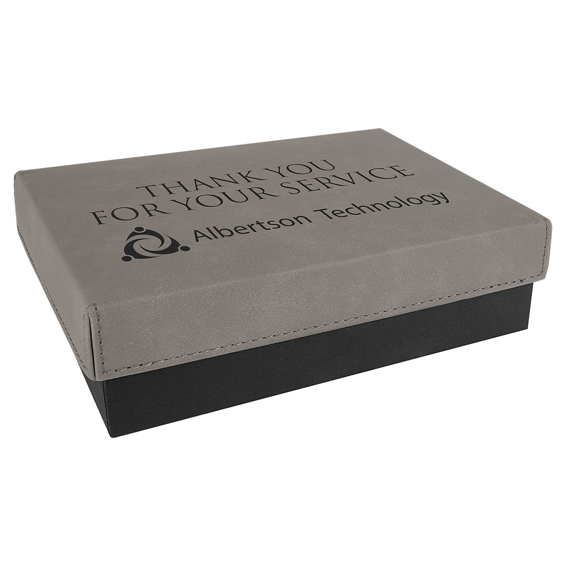 7 3/8" x 5 3/4" Gray Gift Box with Laserable Leatherette Lid