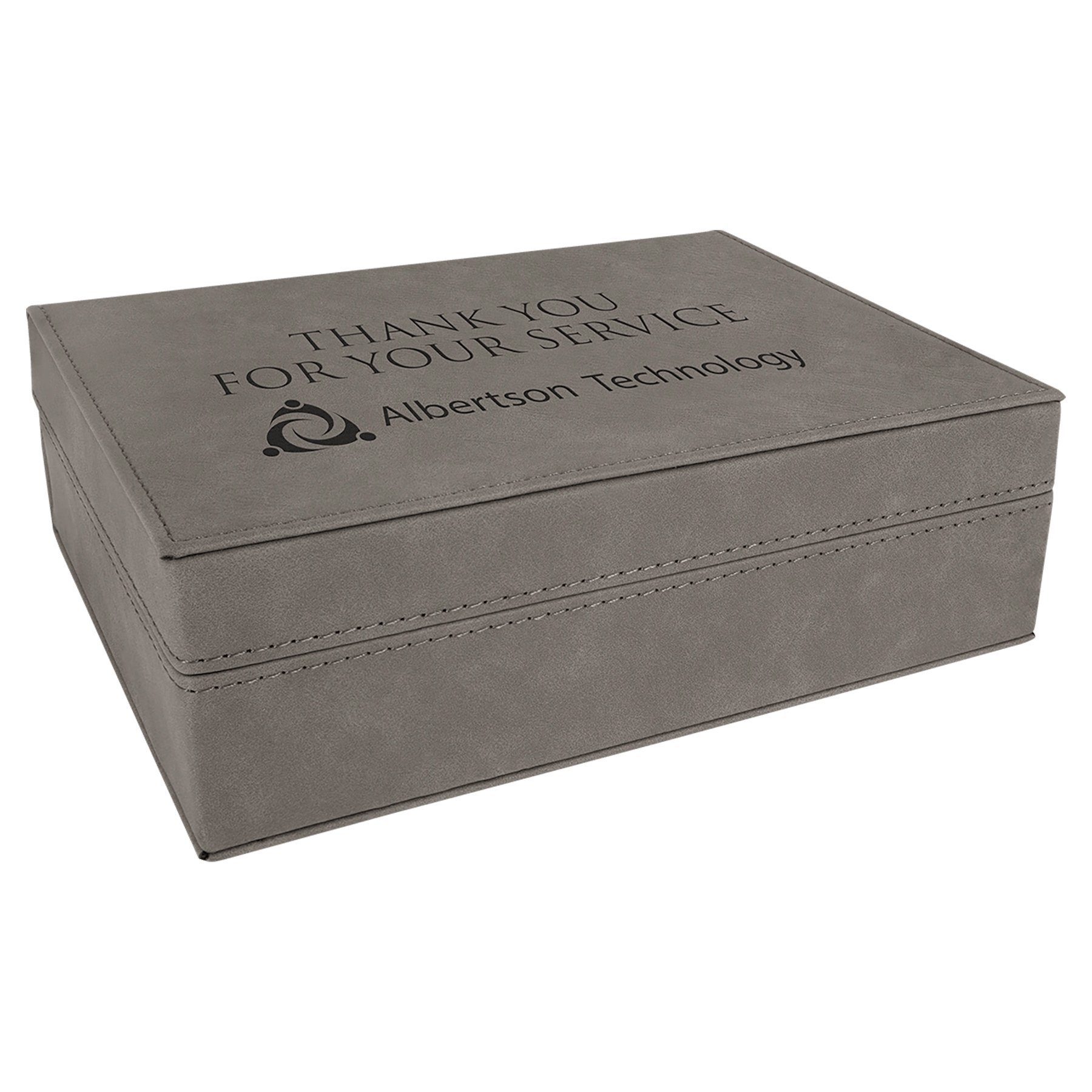 8" x 6 3/8" Gray Laserable Leatherette Premium Gift Box