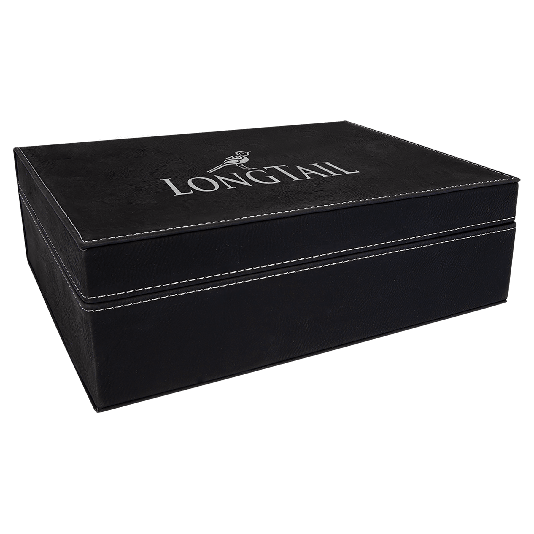 10 1/4" x 7 1/2" Black/Silver Laserable Leatherette Premium Gift Box