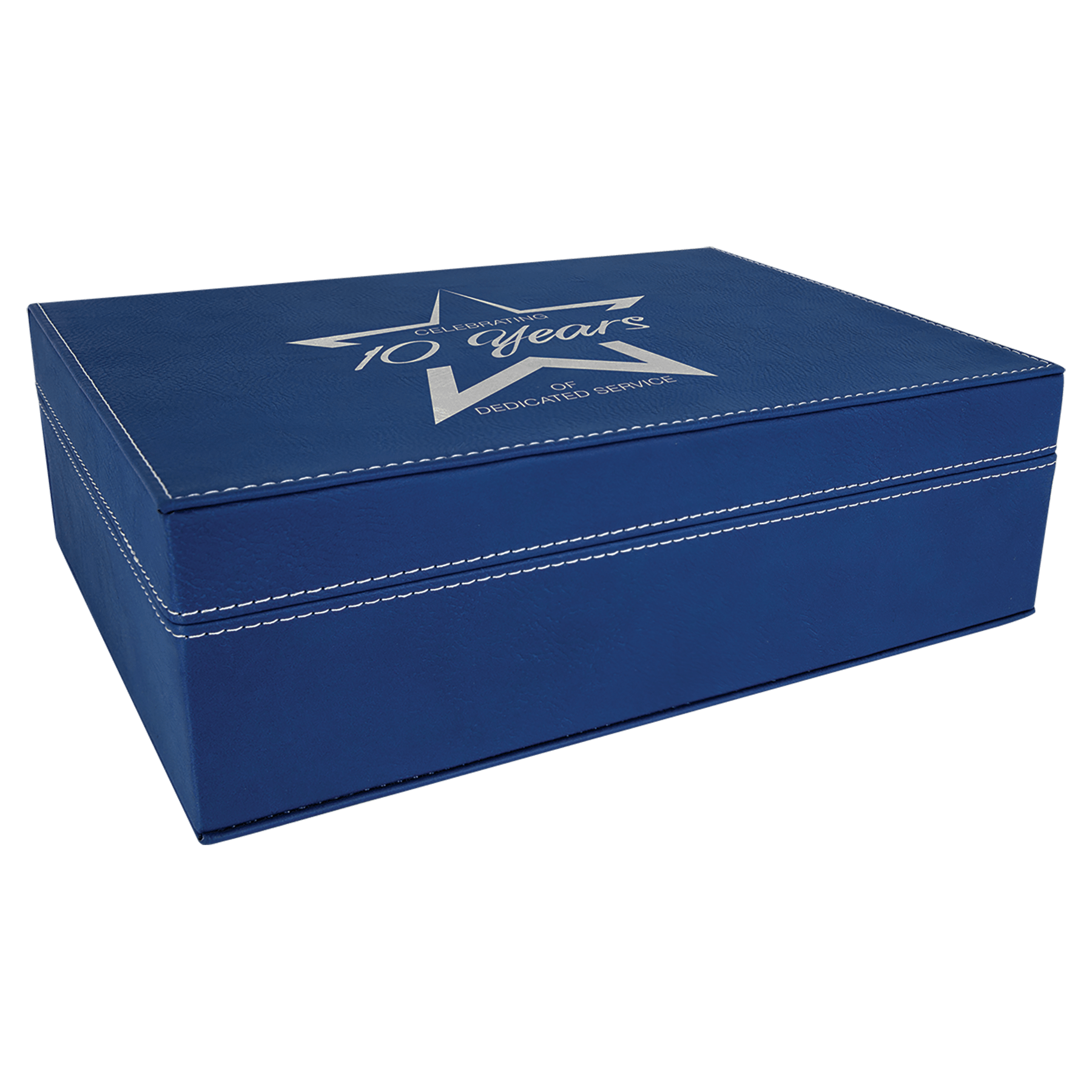 10 1/4" x 7 1/2" Blue/Silver Laserable Leatherette Premium Gift Box
