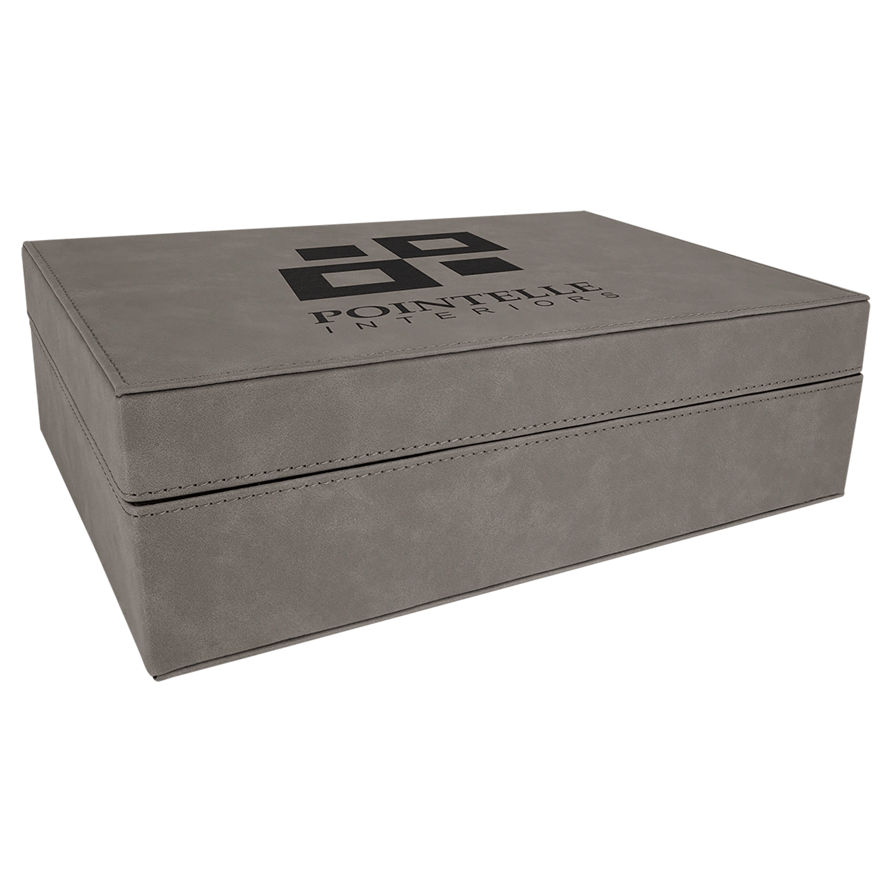 12 1/4" x  8 1/4" Gray Laserable Leatherette Premium Gift Box