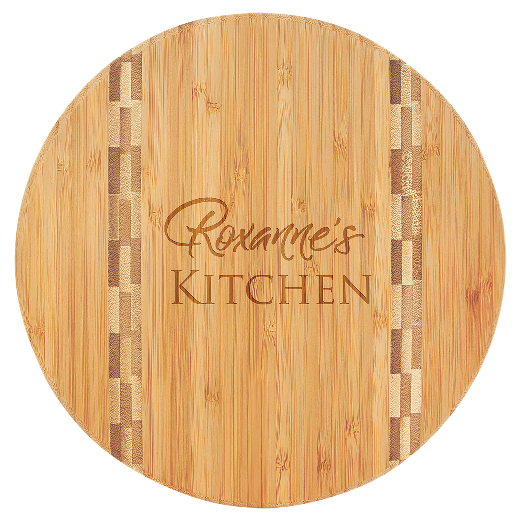 9 3/4" Round Bamboo Cutting Board with Butcher Block Inlay