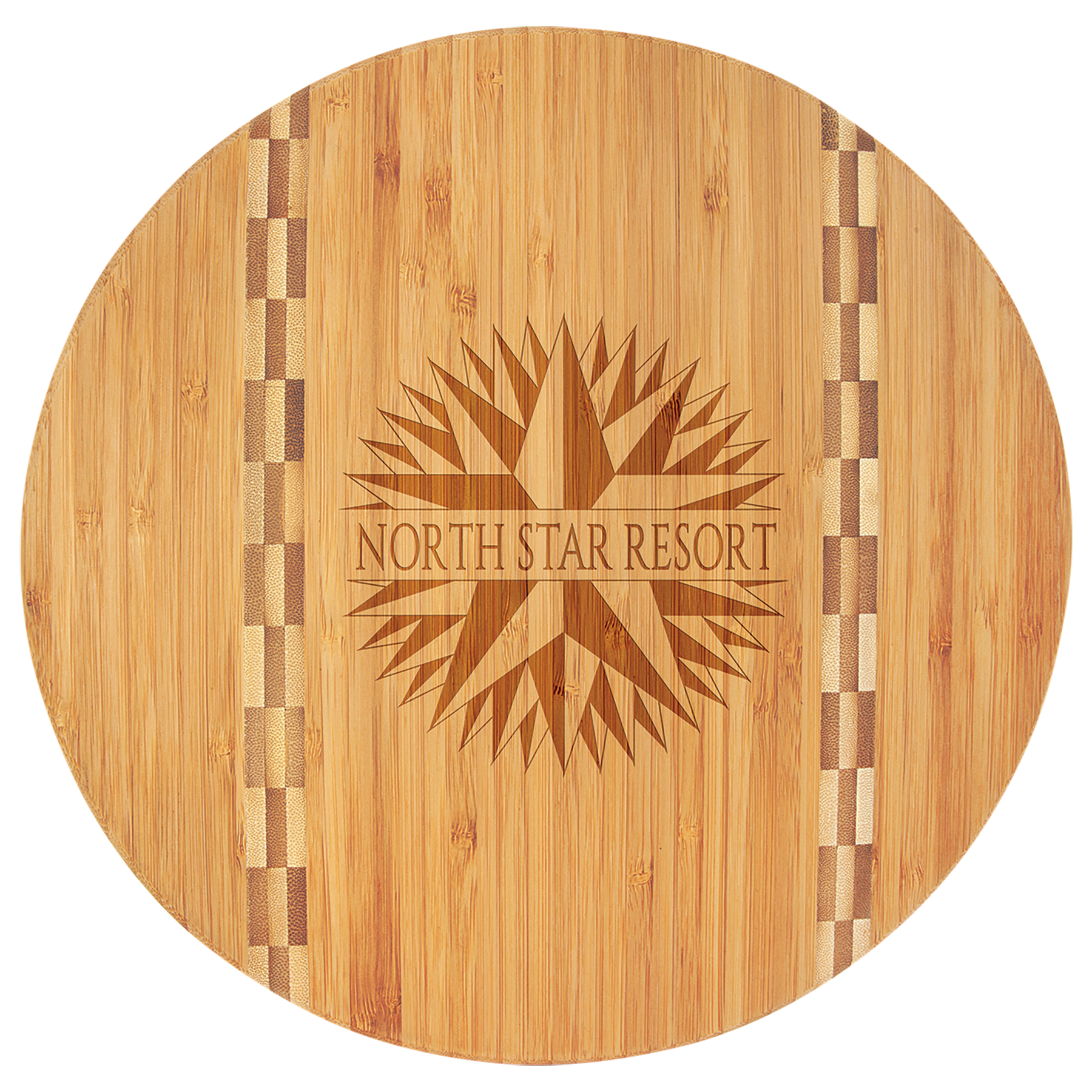 11 3/4" Round Bamboo Cutting Board with Butcher Block Inlay