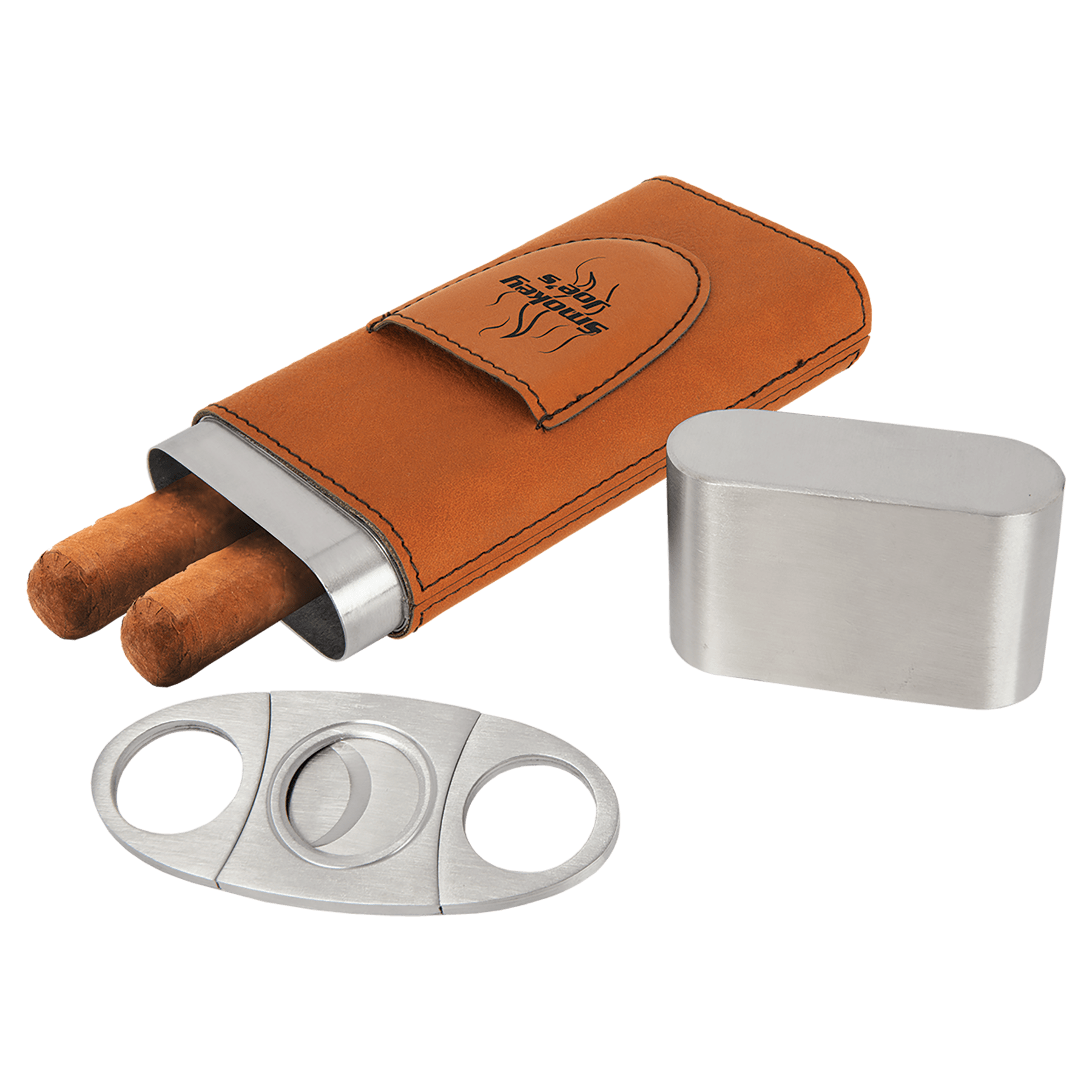 Rawhide Laserable Leatherette Cigar Case with Cutter