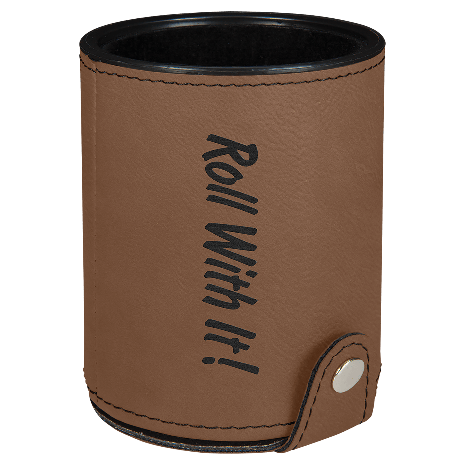 Dark Brown Laserable Leatherette Dice Cup with 5 Dice