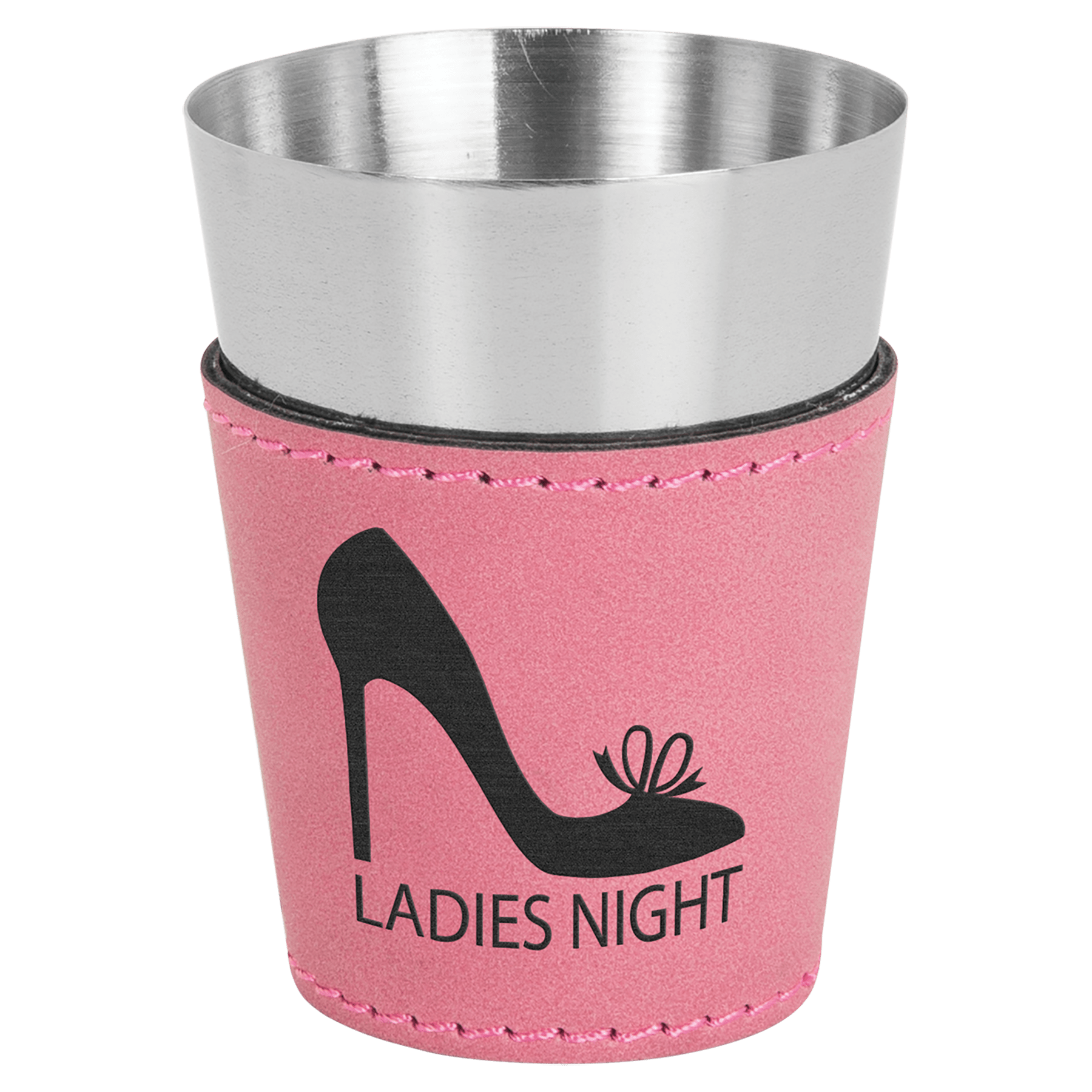 2 oz. Pink Laserable Leatherette & Stainless Steel Shot Glass