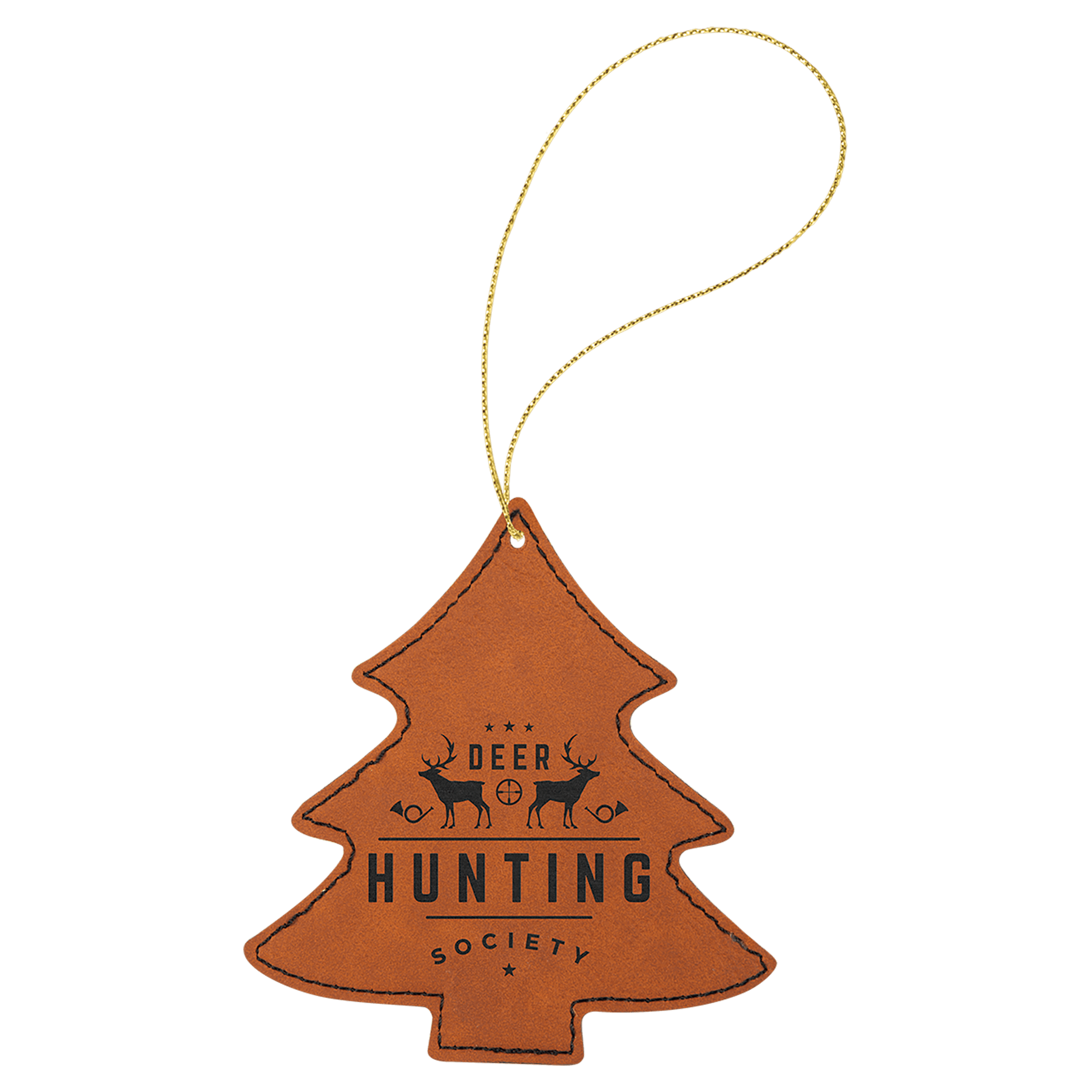 Rawhide Laserable Leatherette Tree Ornament with Gold String