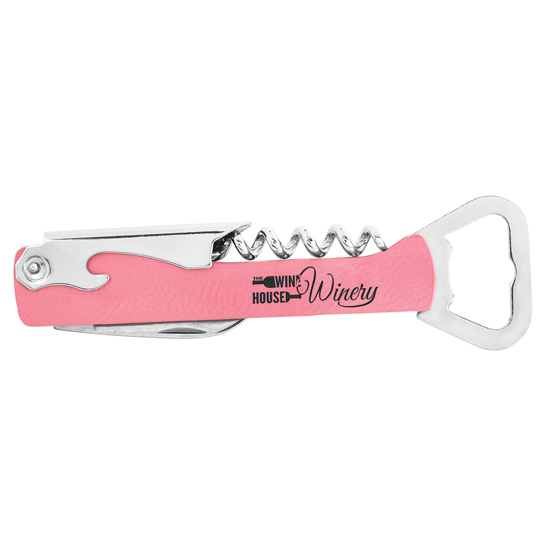 Pink Laserable Leatherette Wine Bottle Opener