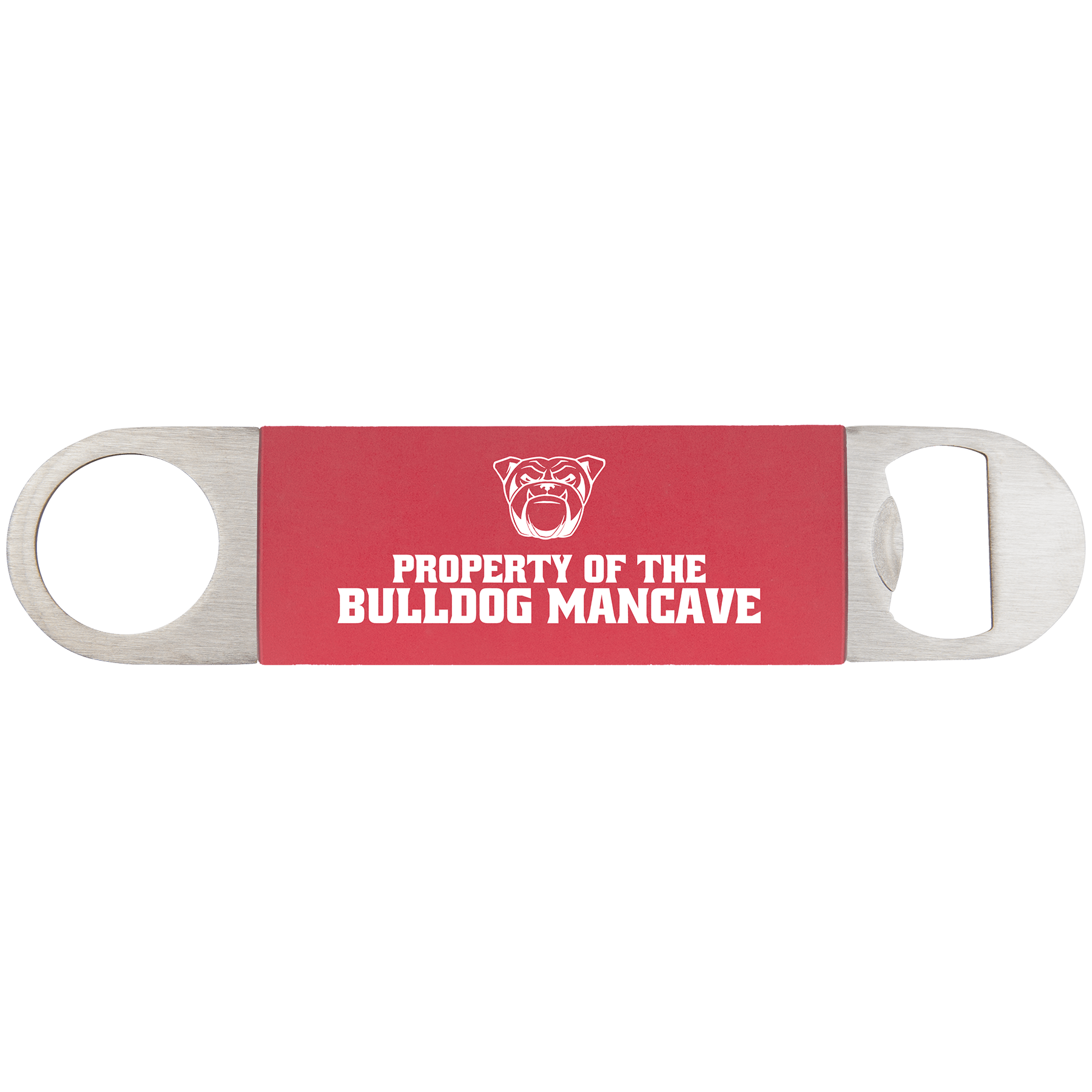 1 1/2" x 7" Red/White Bottle Opener with Silicone Grip
