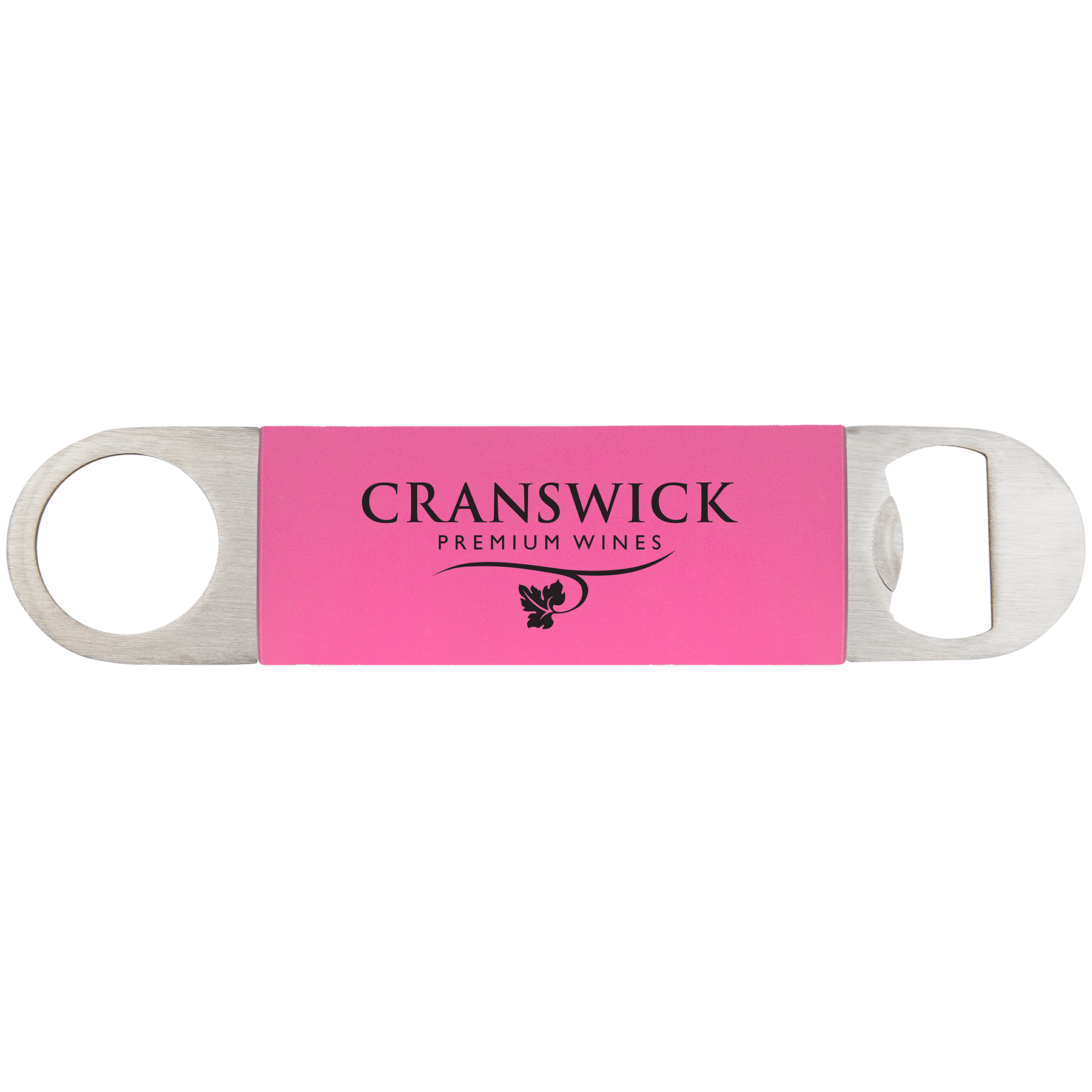 1 1/2" x 7" Pink/Black Bottle Opener with Silicone Grip