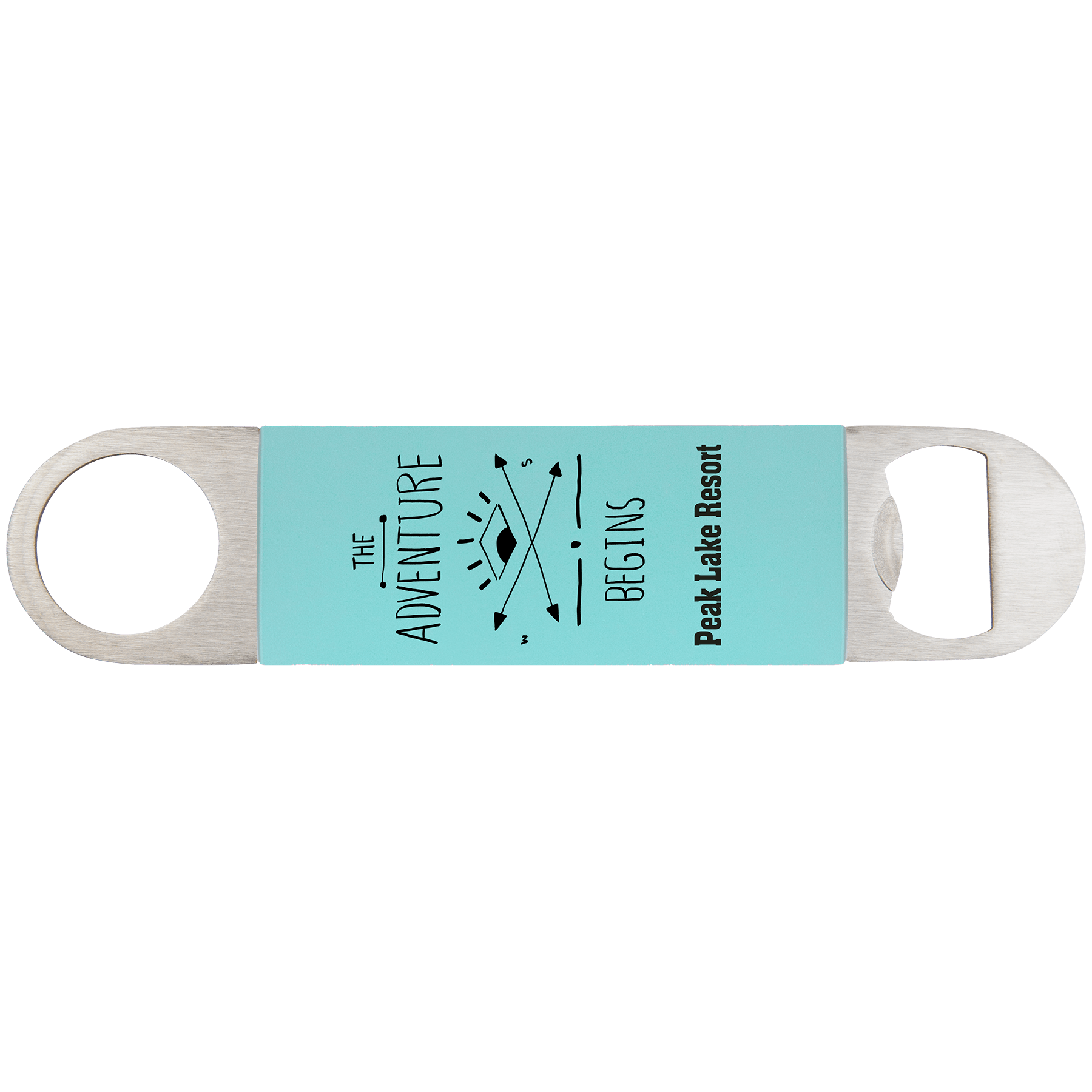 1 1/2" x 7" Teal/Black Bottle Opener with Silicone Grip