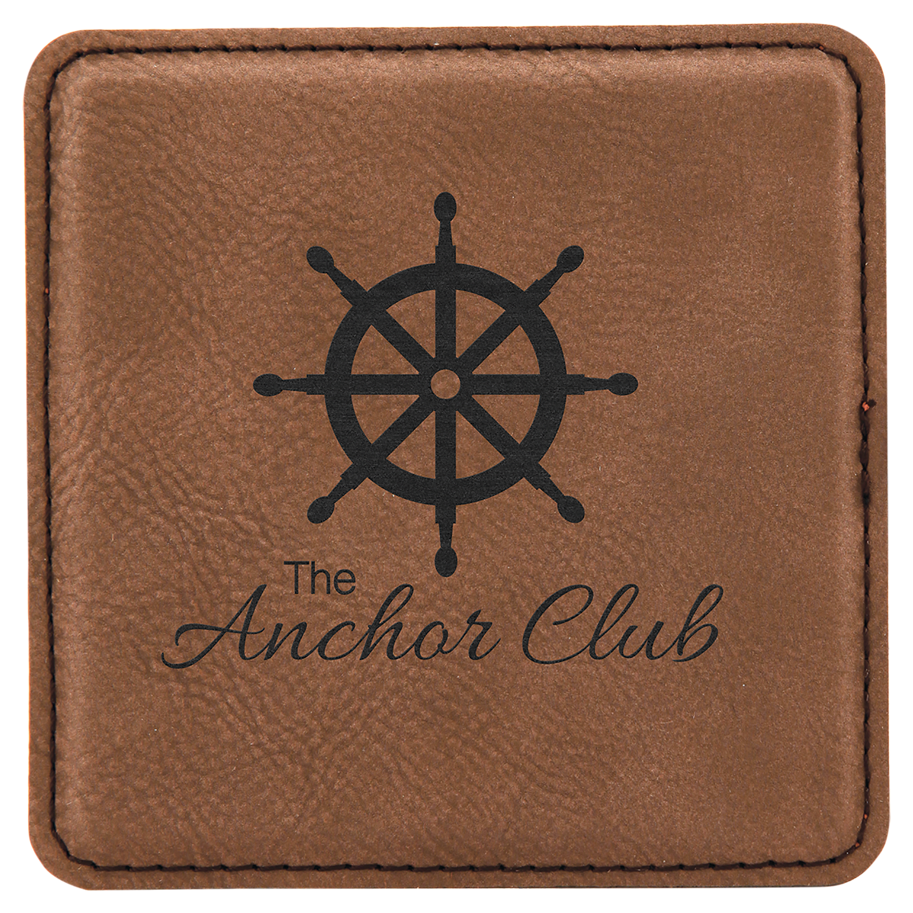 4" x 4" Square Dark Brown Laserable Leatherette Coaster