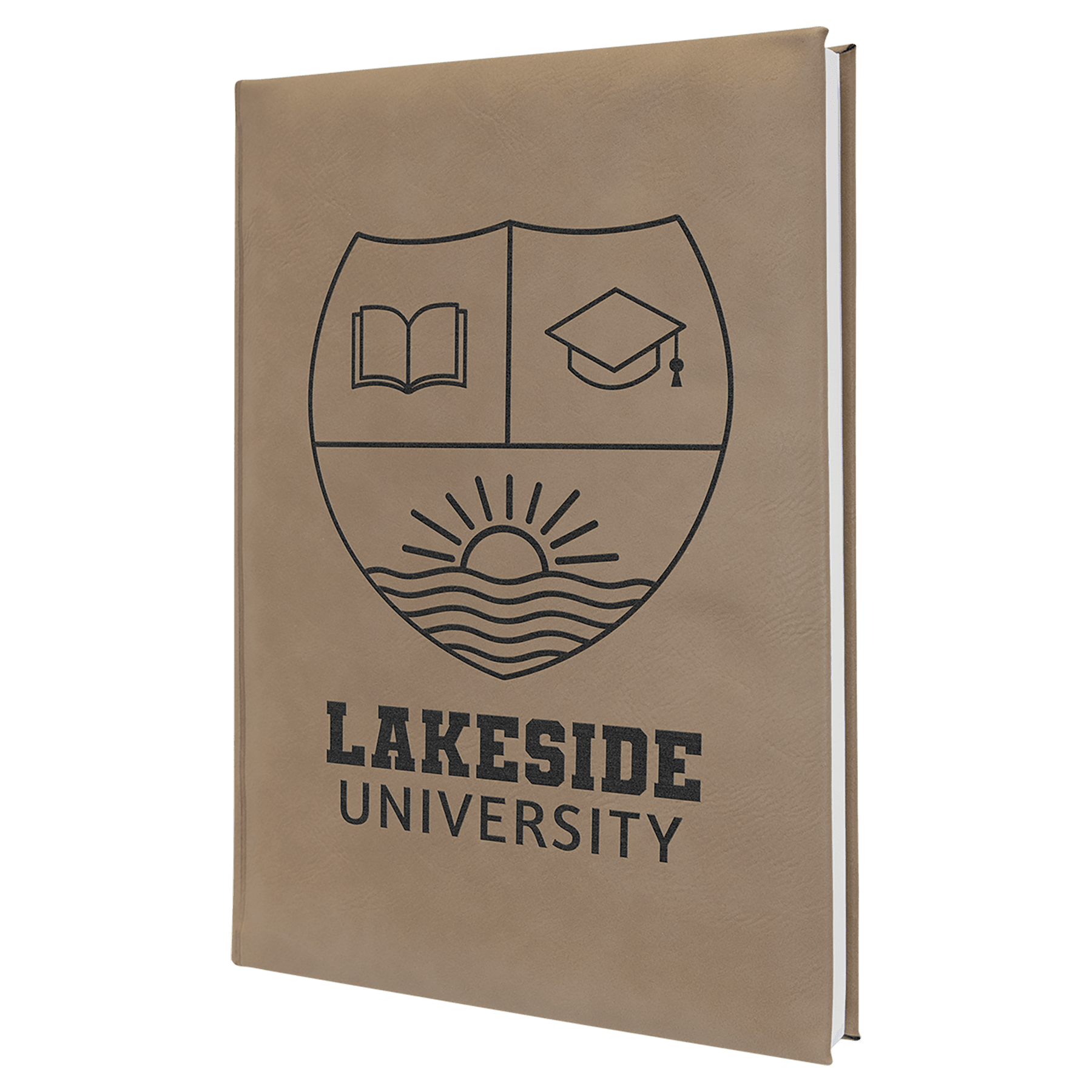 7" x 9 3/4" Light Brown Laserable Leatherette Journal with Lined Notepad