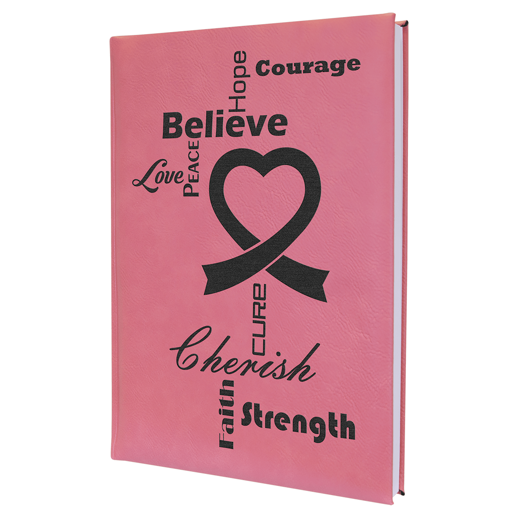 7" x 9 3/4" Pink Laserable Leatherette Journal with Lined Notepad