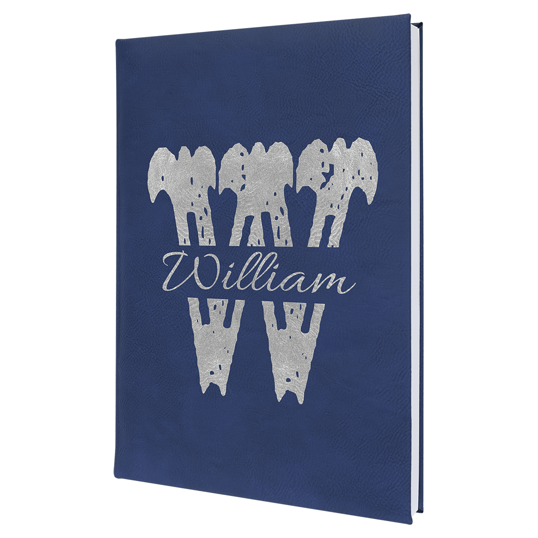 7" x 9 3/4" Blue/Silver Laserable Leatherette Journal with Lined Notepad