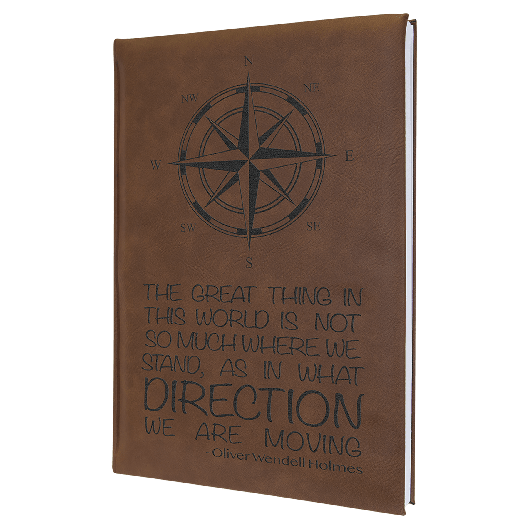 7" x 9 3/4" Dark Brown Laserable Leatherette Sketch Book with Unlined Notepad