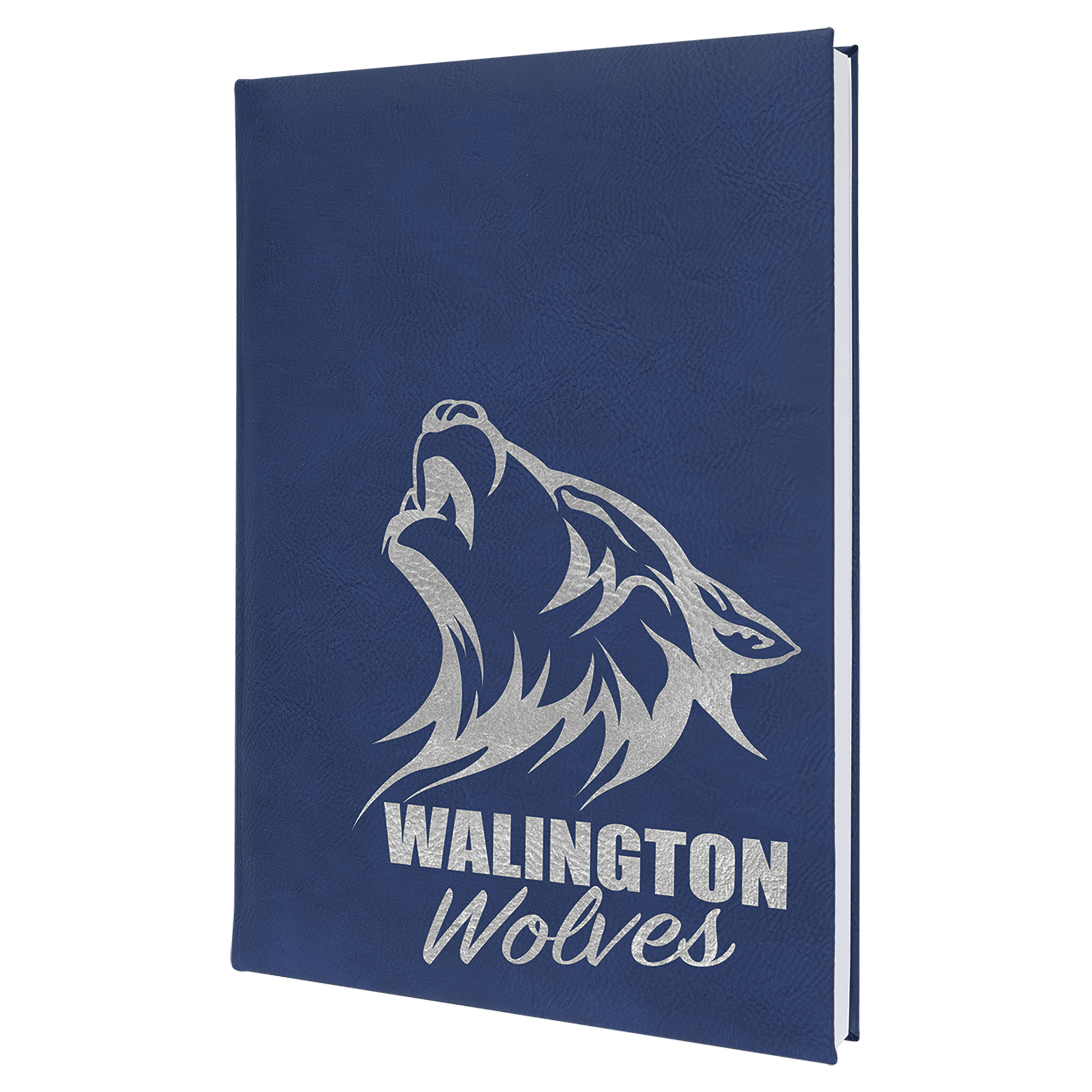 7" x 9 3/4" Blue/Silver Laserable Leatherette Sketch Book with Unlined Notepad