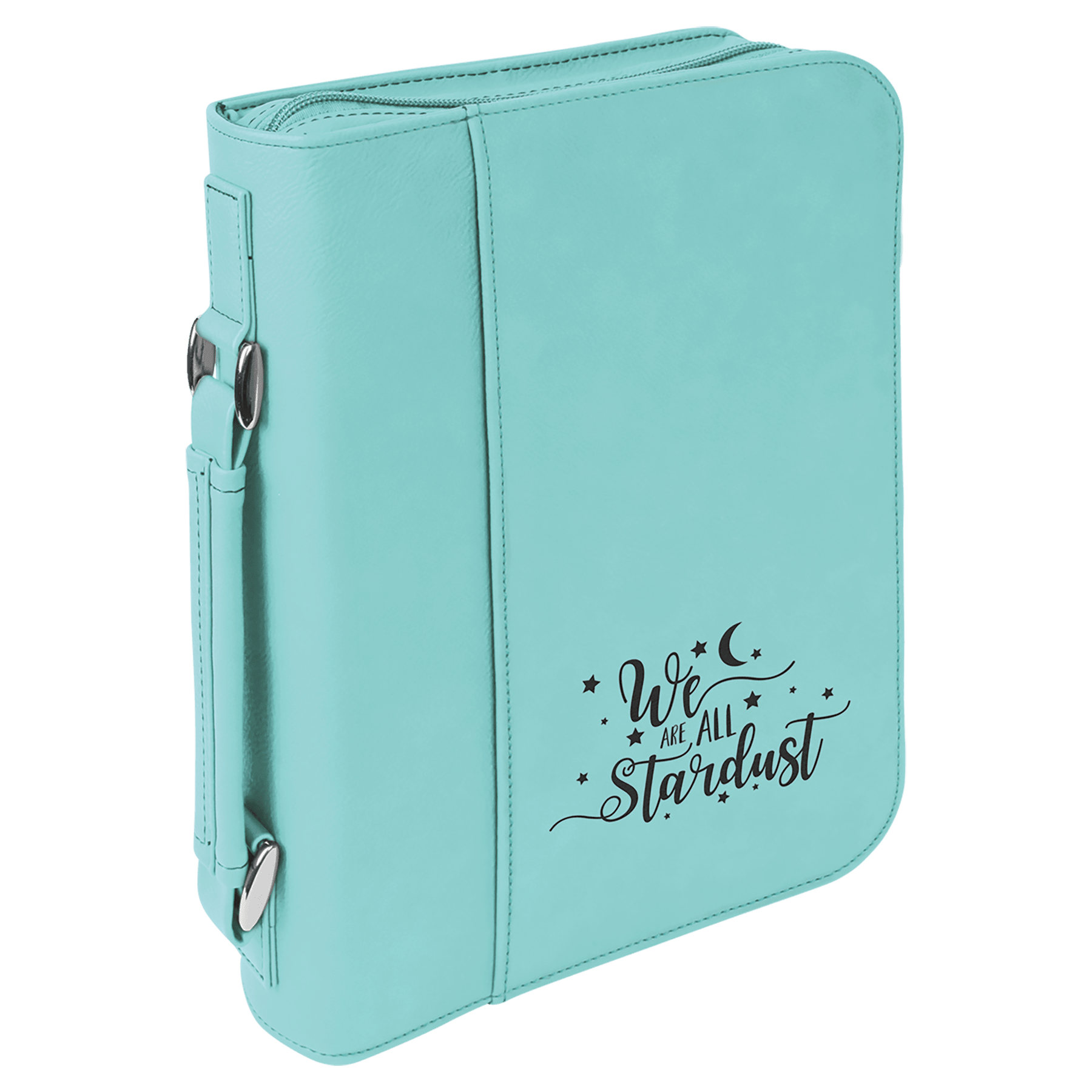 7 1/2" x 10 3/4" Teal Leatherette Book/Bible Cover with Handle & Zipper
