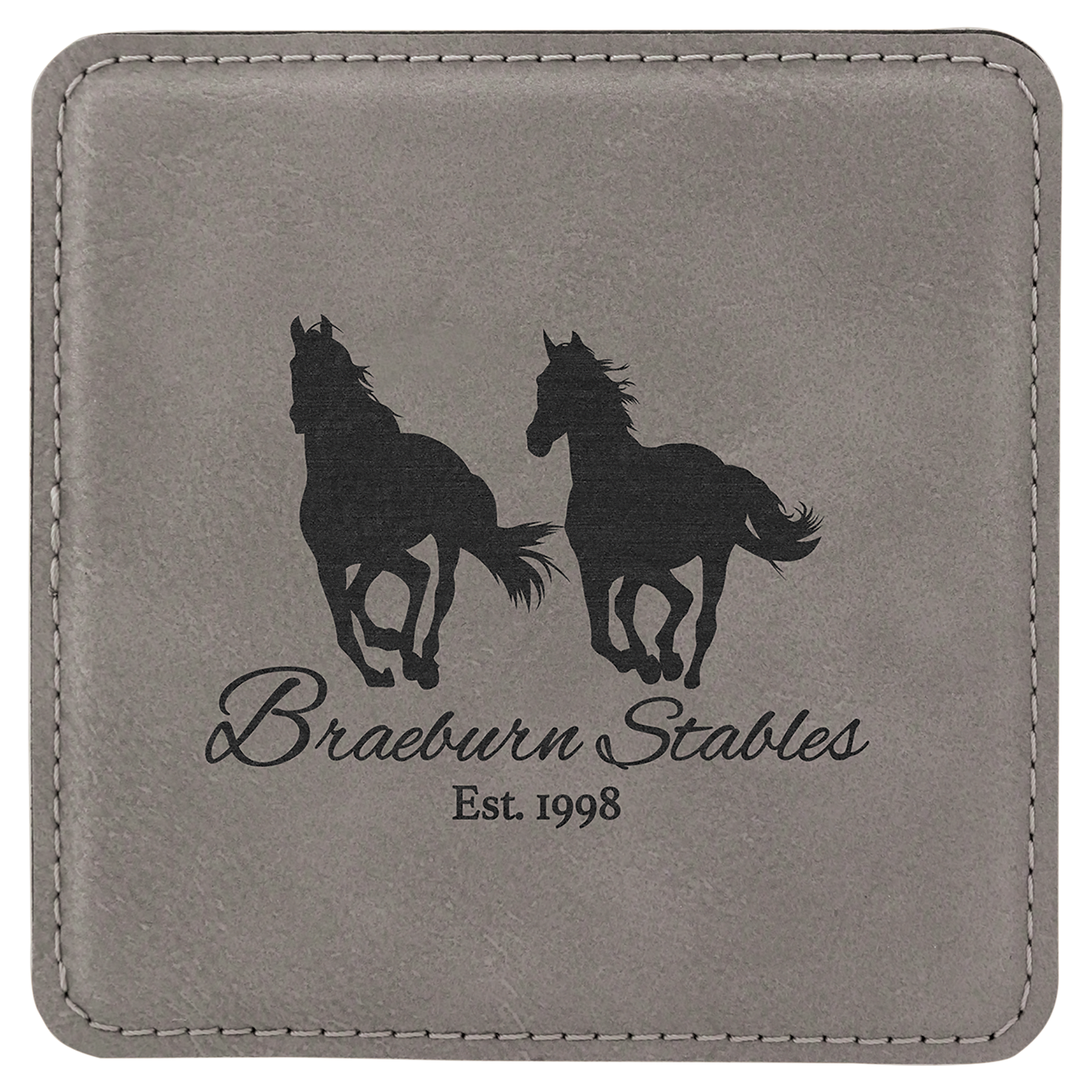 4" x 4" Square Gray Laserable Leatherette Coaster