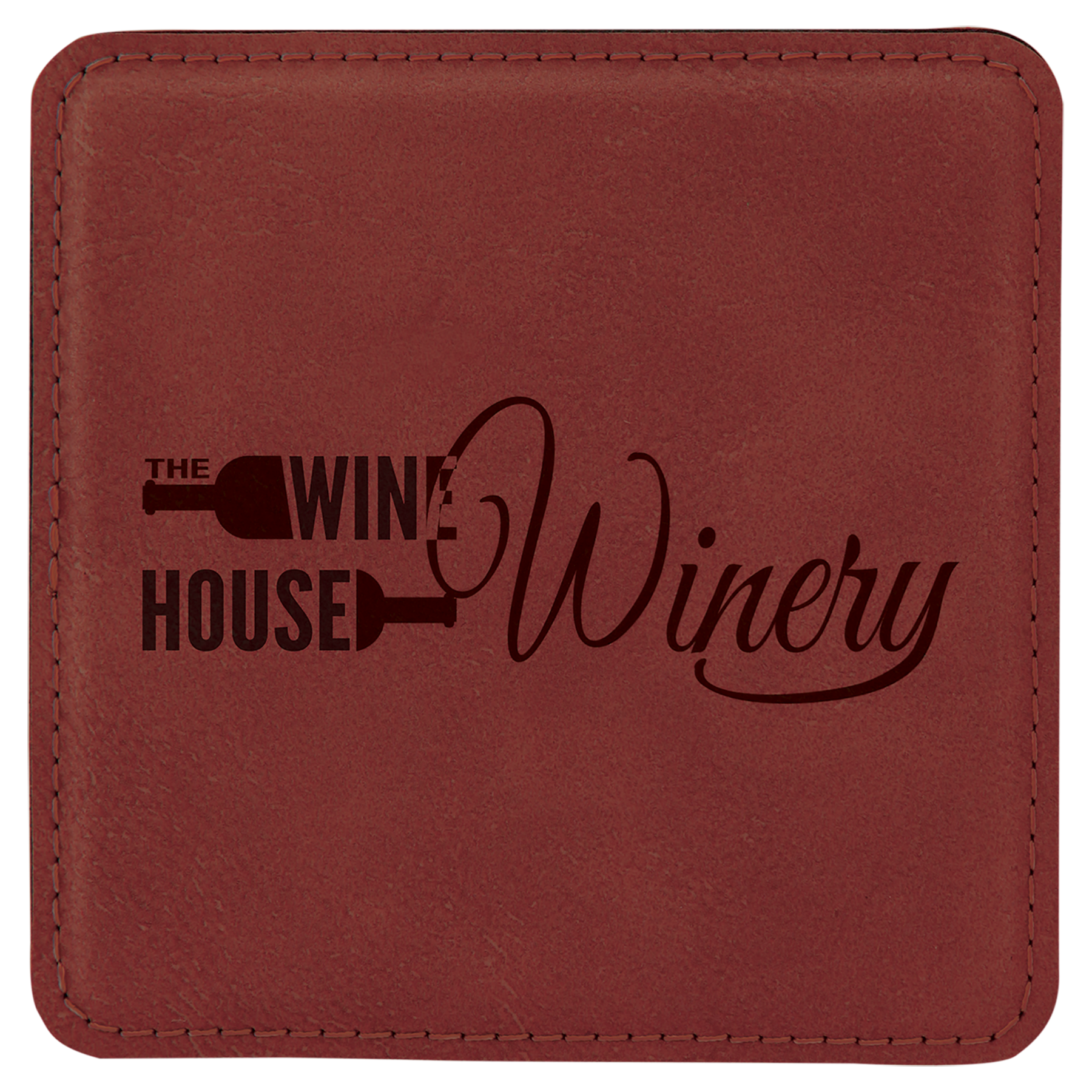 4" x 4" Square Rose Laserable Leatherette Coaster