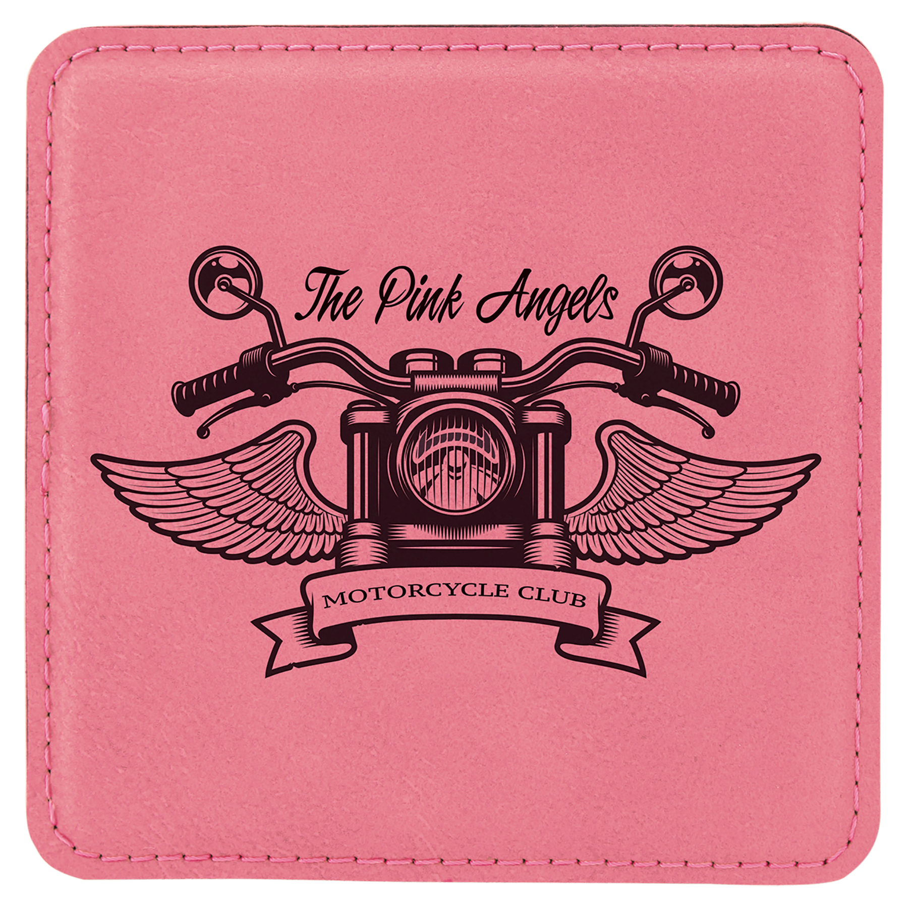 4" x 4" Square Pink Laserable Leatherette Coaster