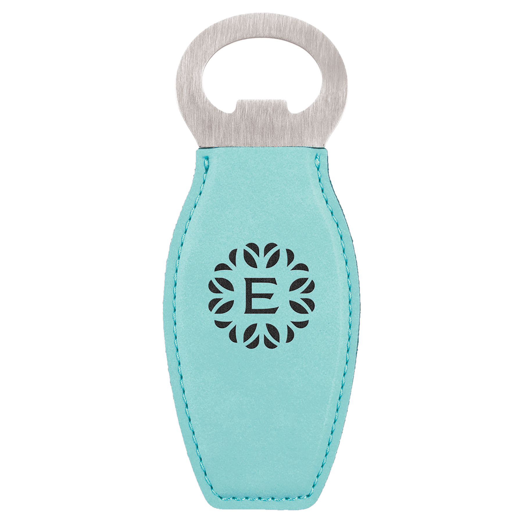 Teal Laserable Leatherette Bottle Opener with Magnet