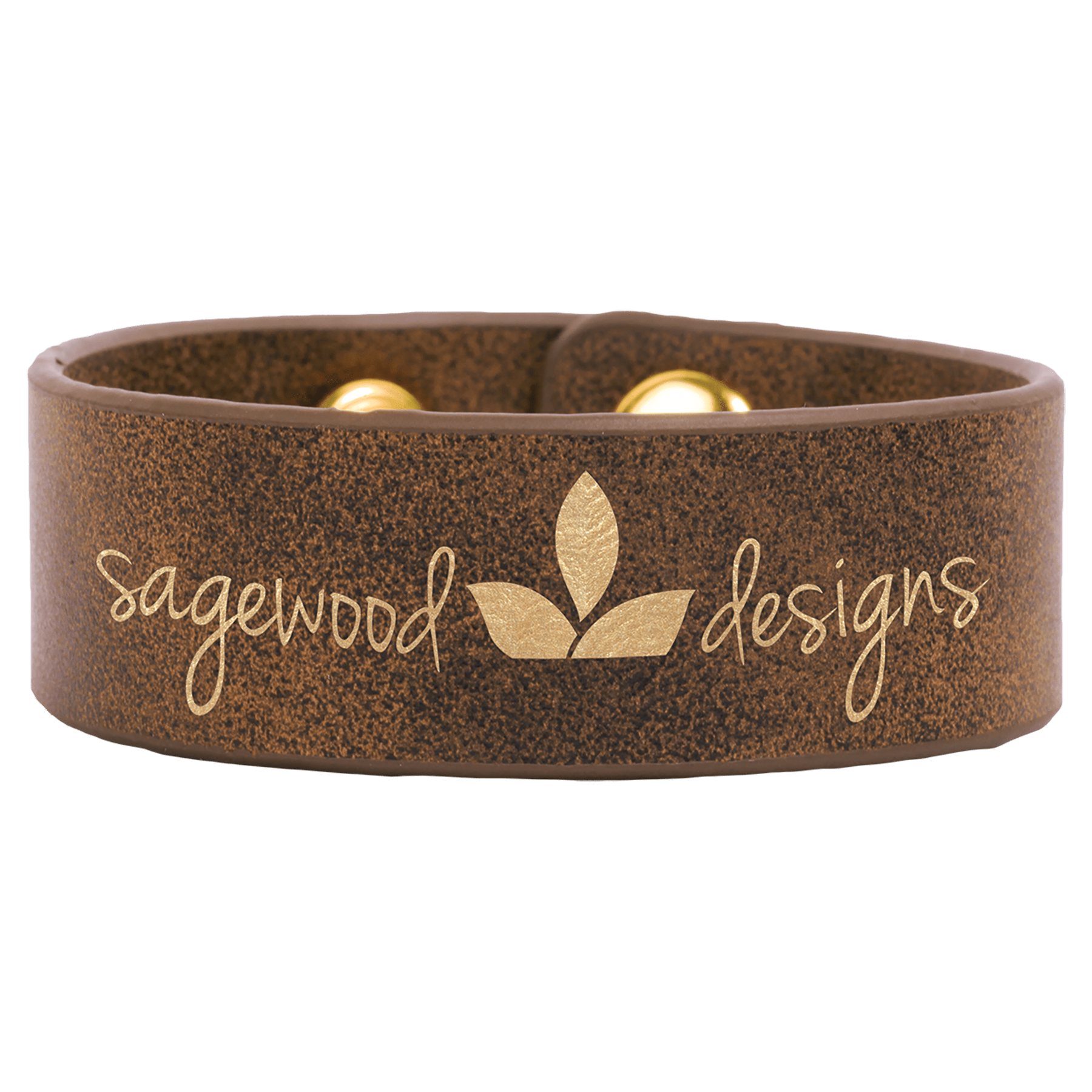 9 1/2" x 1" Rustic/Gold Laserable Leatherette Cuff Bracelet