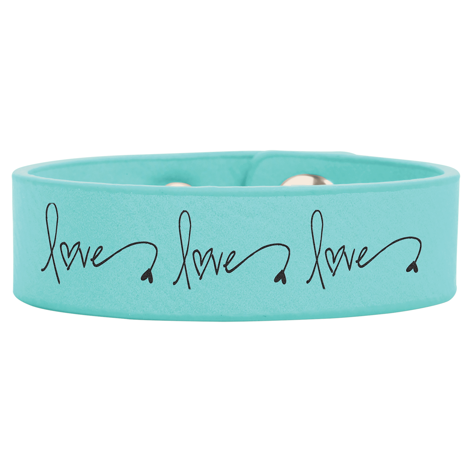 8 1/2" x 3/4" Teal Laserable Leatherette Youth Cuff Bracelet