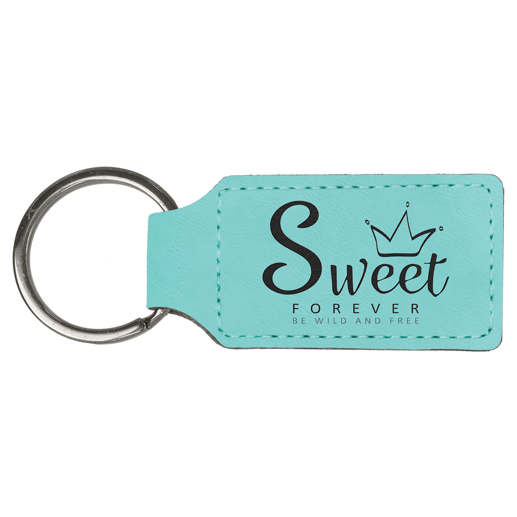 2 3/4" x 1 1/4" Teal Laserable Leatherette Rectangle Keychain