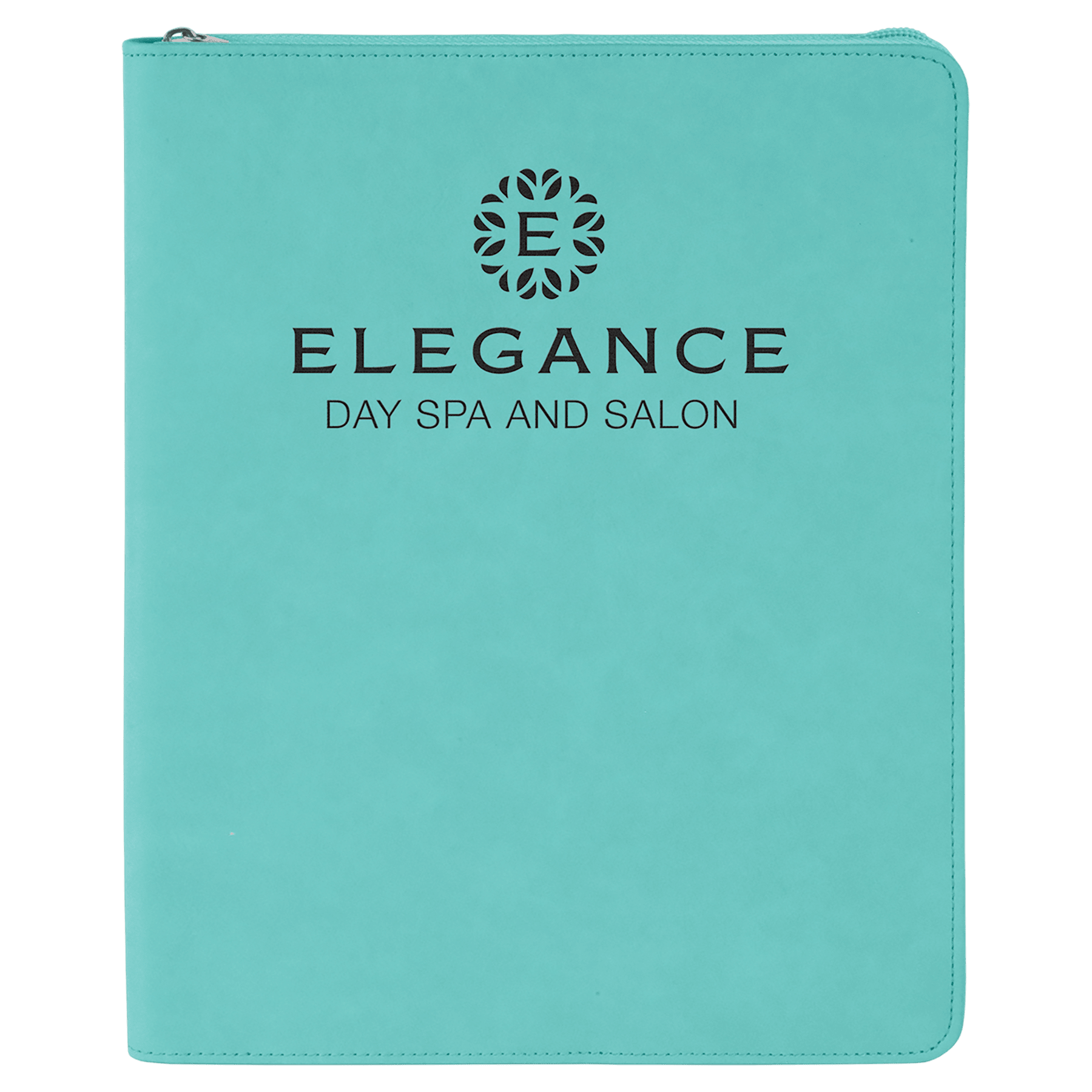 9 1/2" x 12" Teal with Zipper Laserable Leatherette Portfolio with Notepad