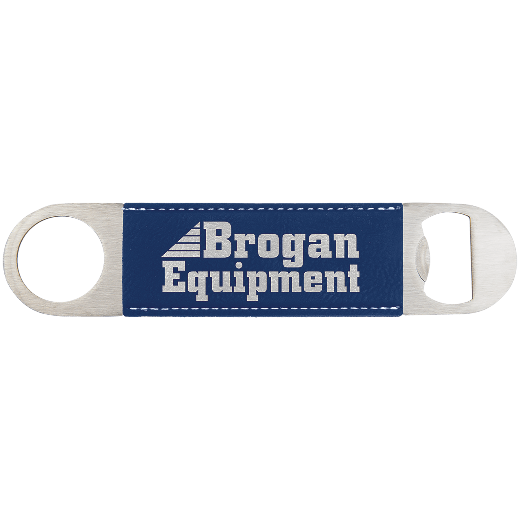 1 1/2" x 7" Blue/Silver Laserable Leatherette Bottle Opener