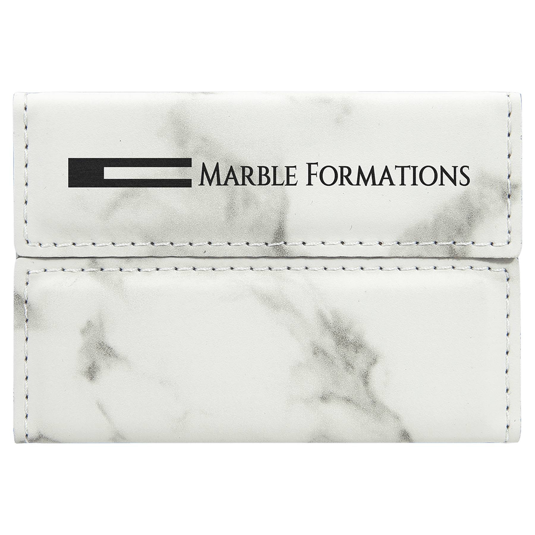 3 3/4" x 2 3/4" White Marble Laserable Leatherette Hard Business Card Holder