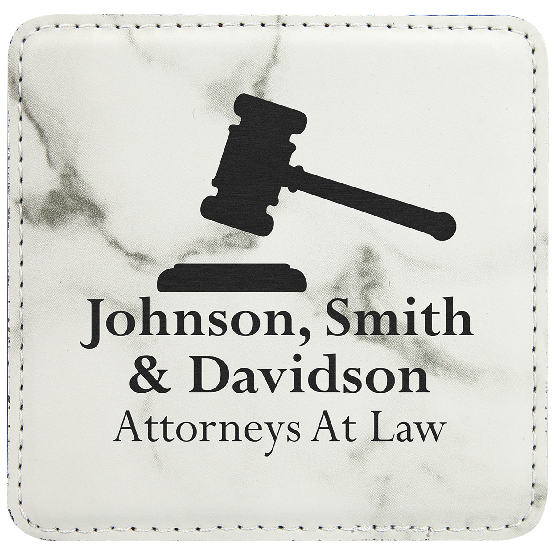 4" x 4" Square White Marble Laserable Leatherette Coaster