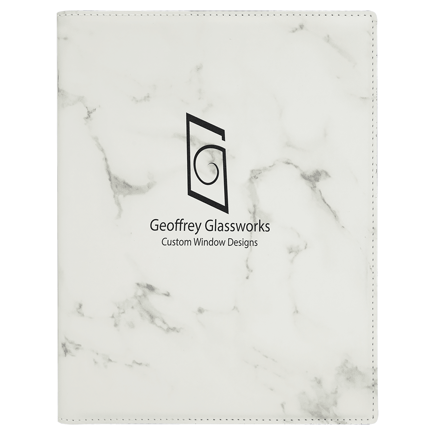 7" x 9" White Marble Laserable Leatherette Small Portfolio with Notepad