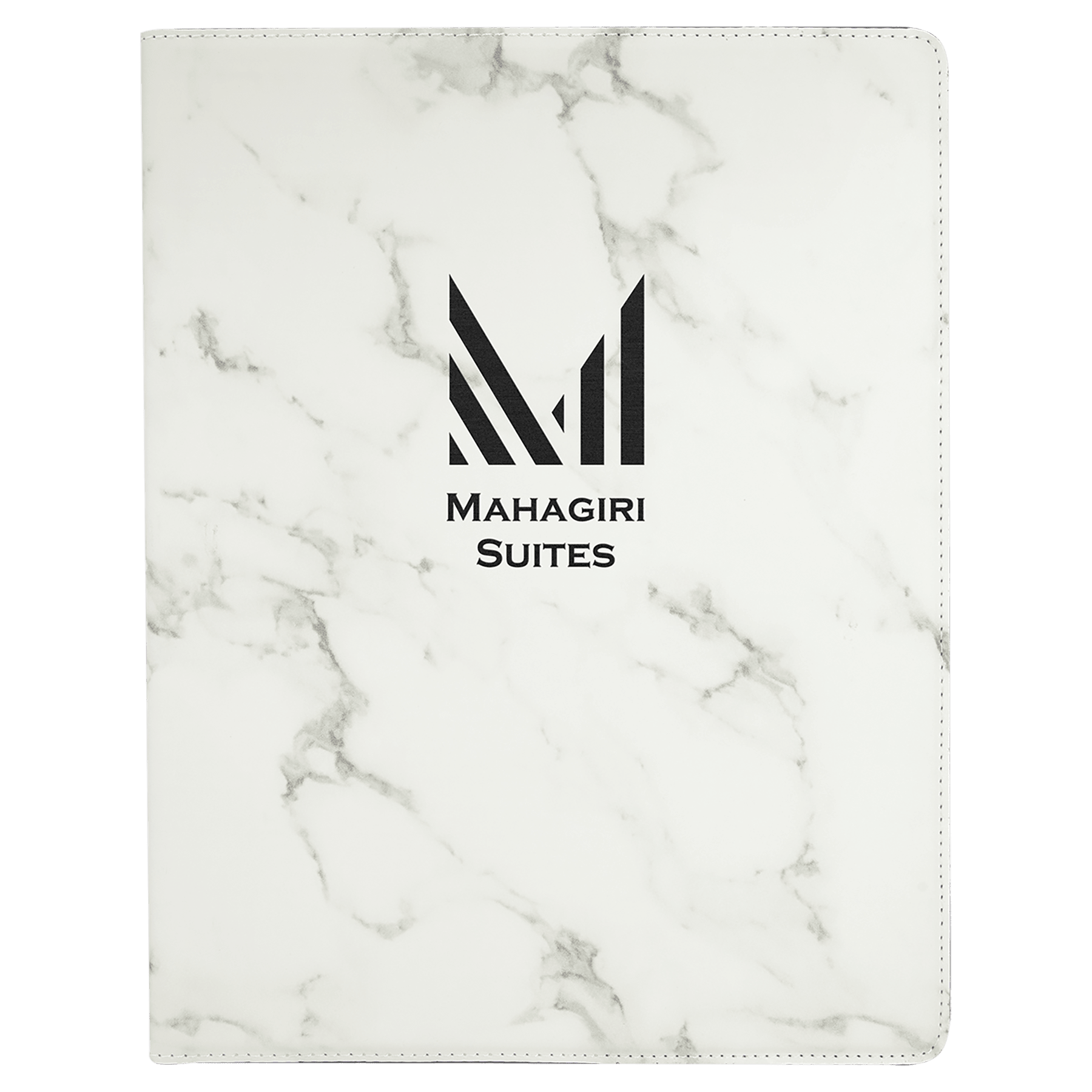 9 1/2" x 12" White Marble Laserable Leatherette Portfolio with Notepad