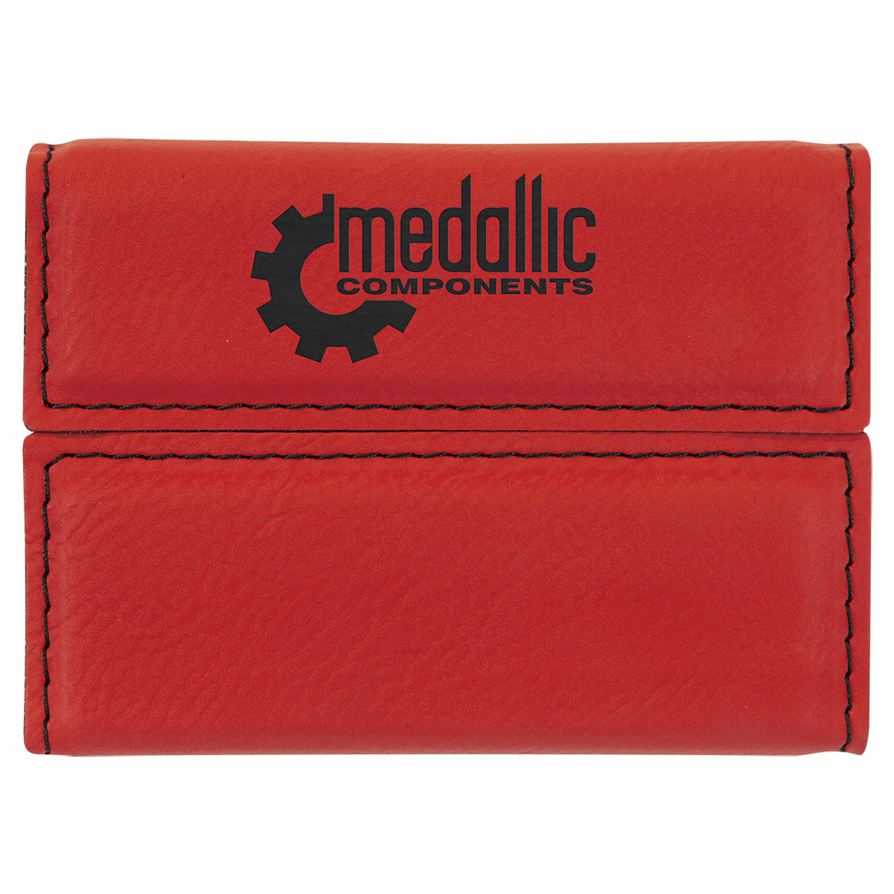 3 3/4" x 2 3/4" Red Laserable Leatherette Hard Business Card Holder