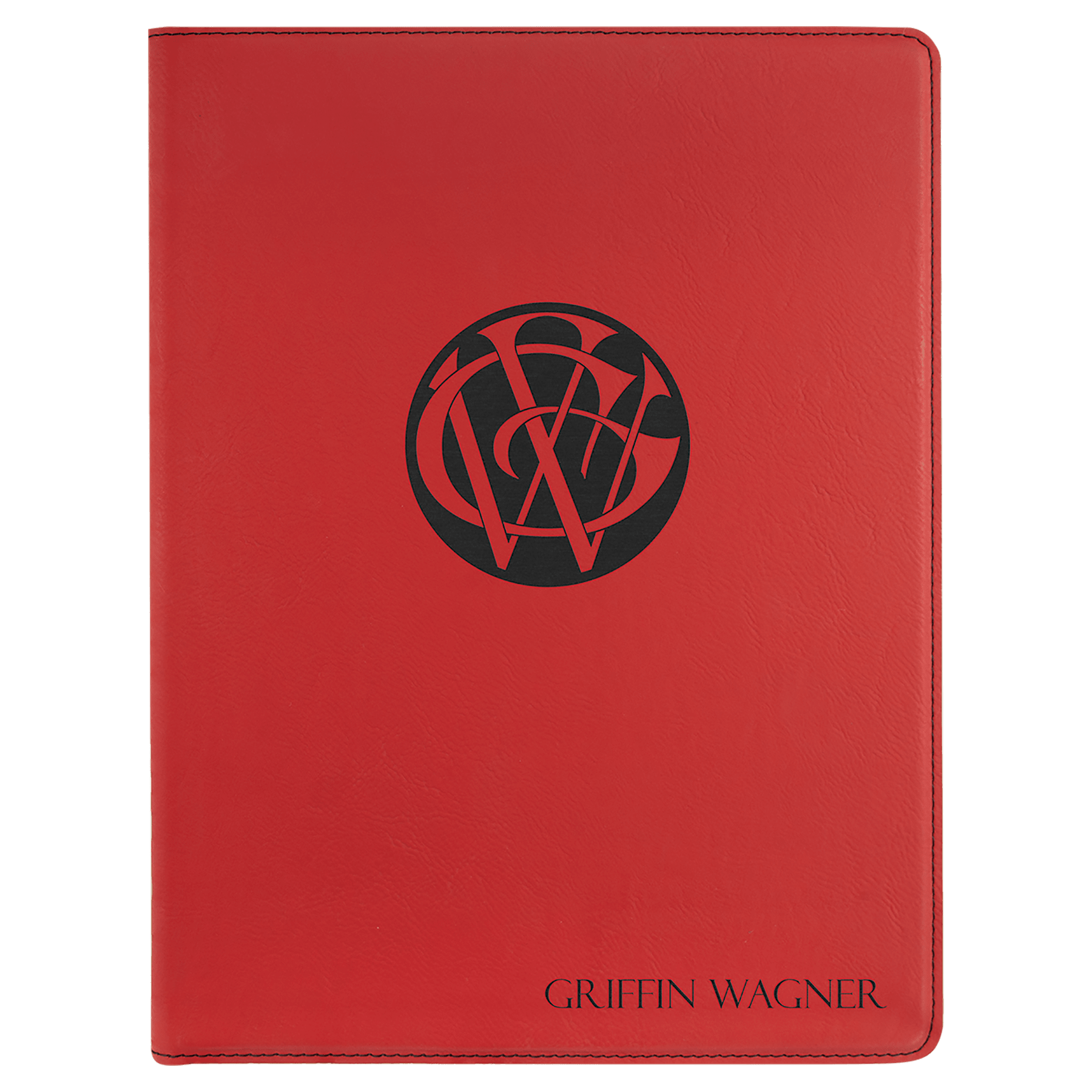 9 1/2" x 12" Red Laserable Leatherette Portfolio with Notepad