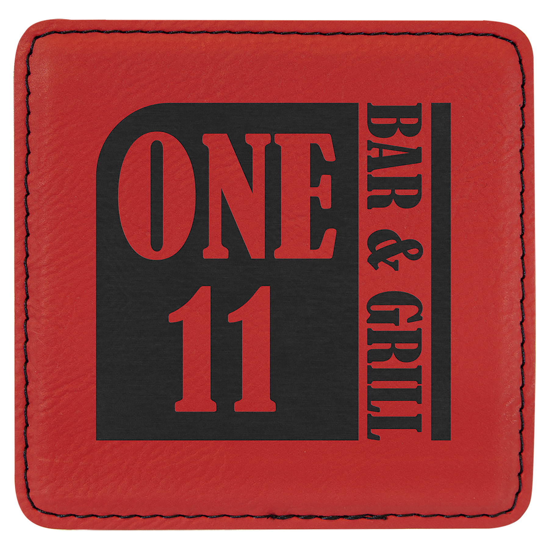 4" x 4" Square Red Laserable Leatherette Coaster