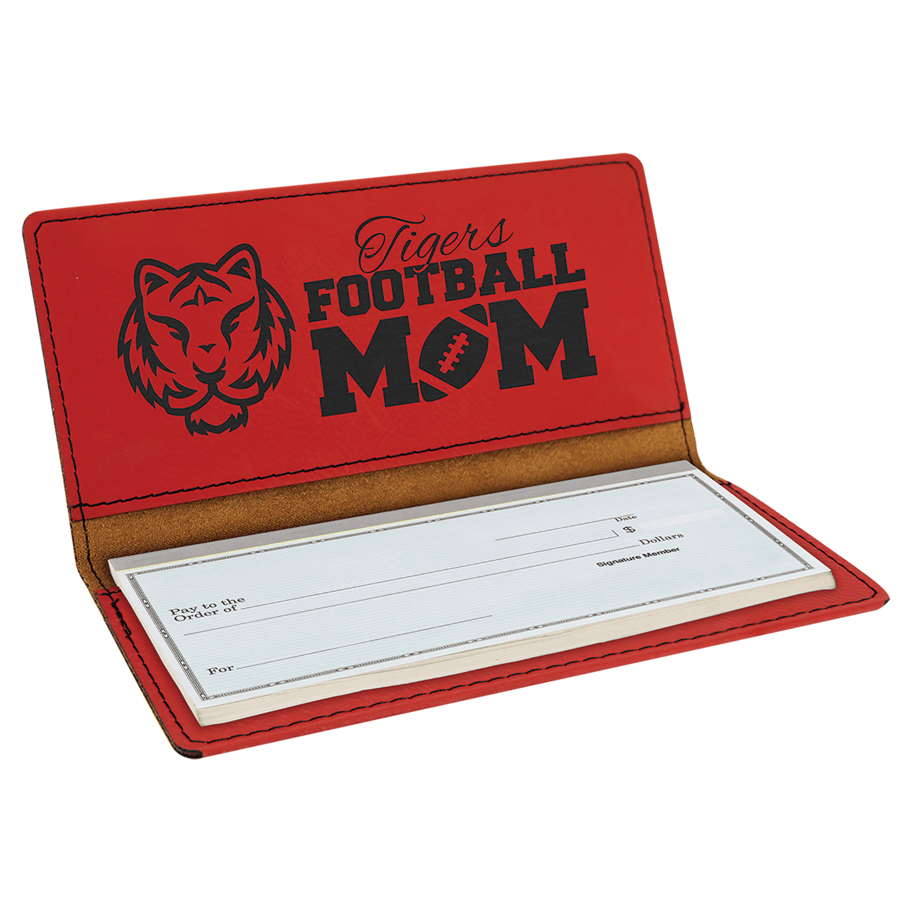 6 3/4" x 3 1/2" Red Laserable Leatherette Checkbook Cover