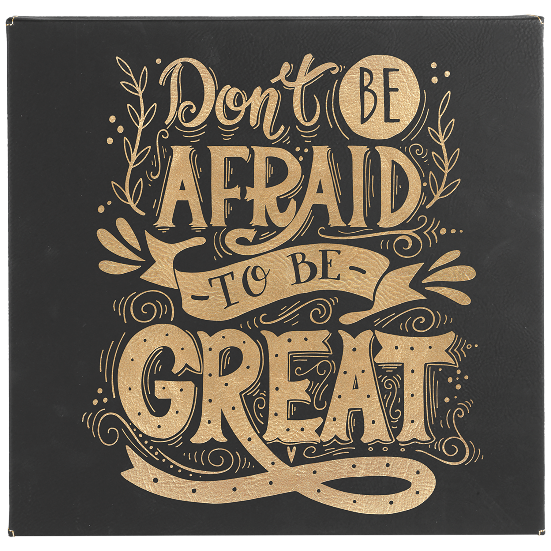 10" x 10" Black/Gold Laserable Leatherette Wall Decor with Sawtooth Hanger