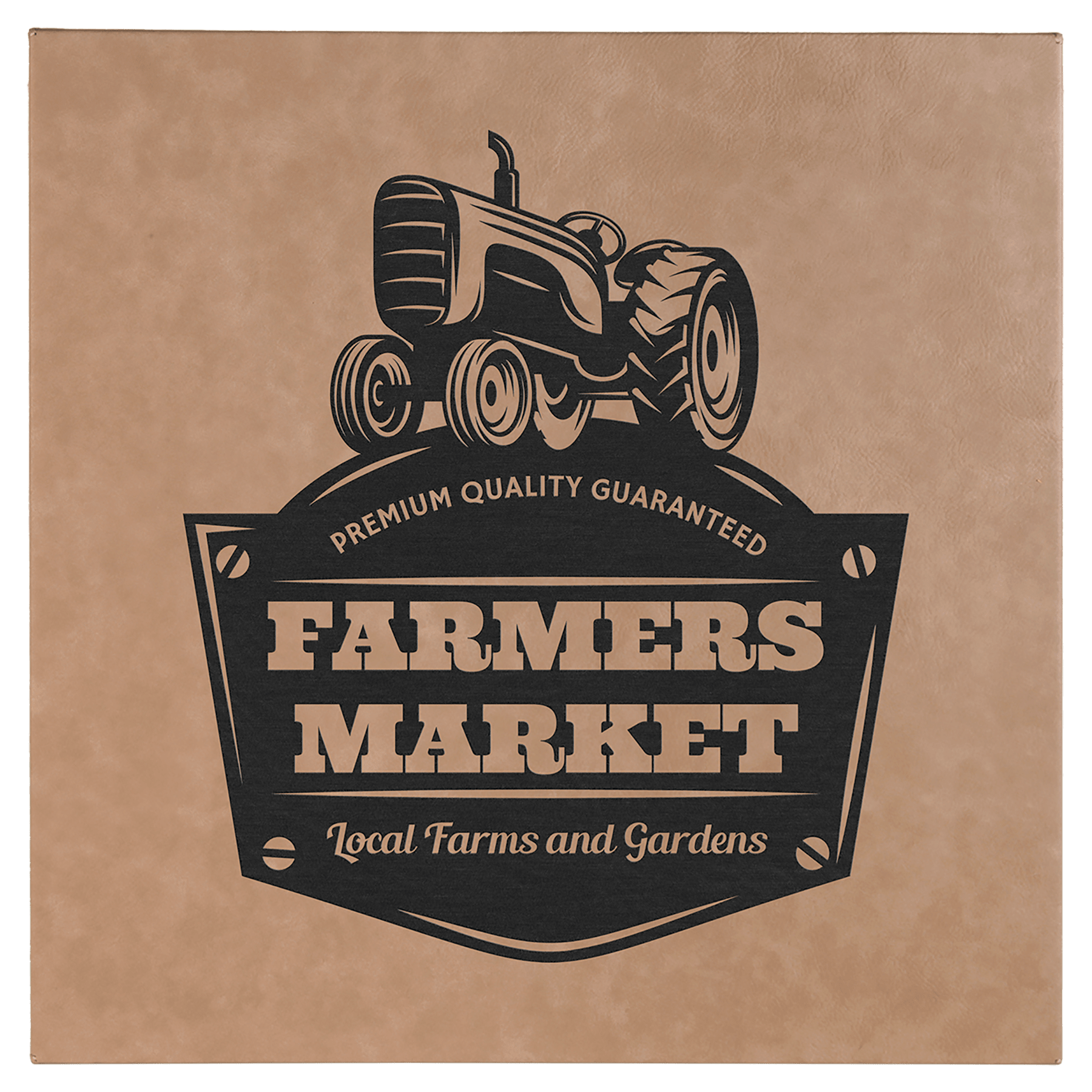 14" x 14" Light Brown Laserable Leatherette Wall Decor with Sawtooth Hanger