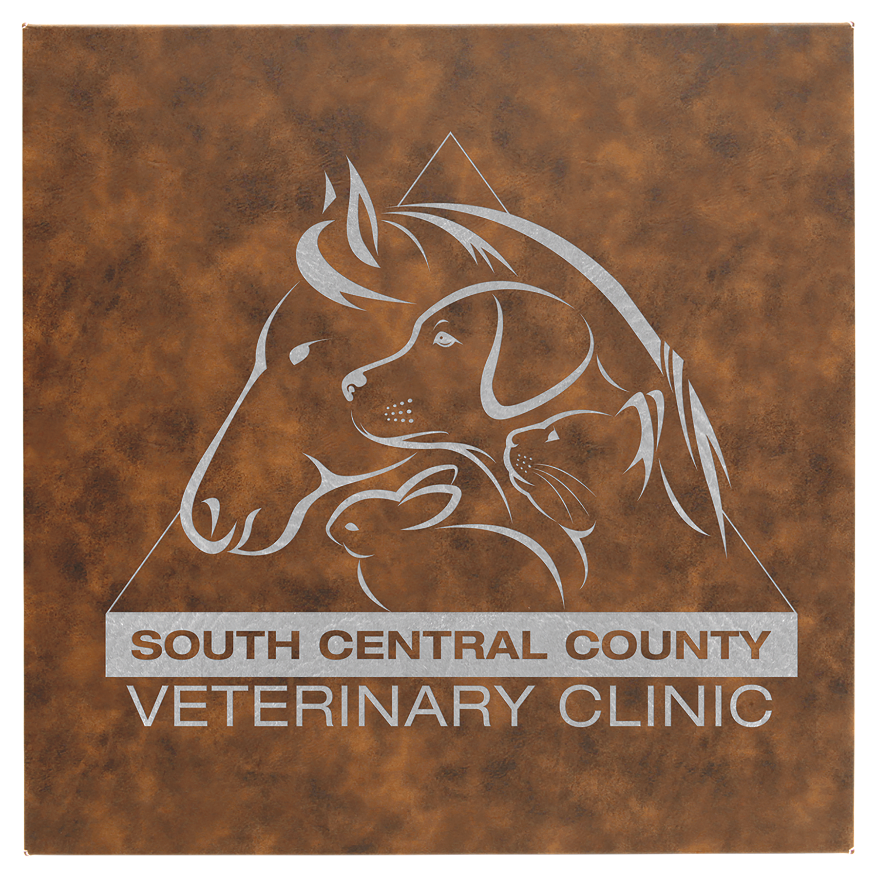 14" x 14" Rustic/Silver Laserable Leatherette Wall Decor with Sawtooth Hanger