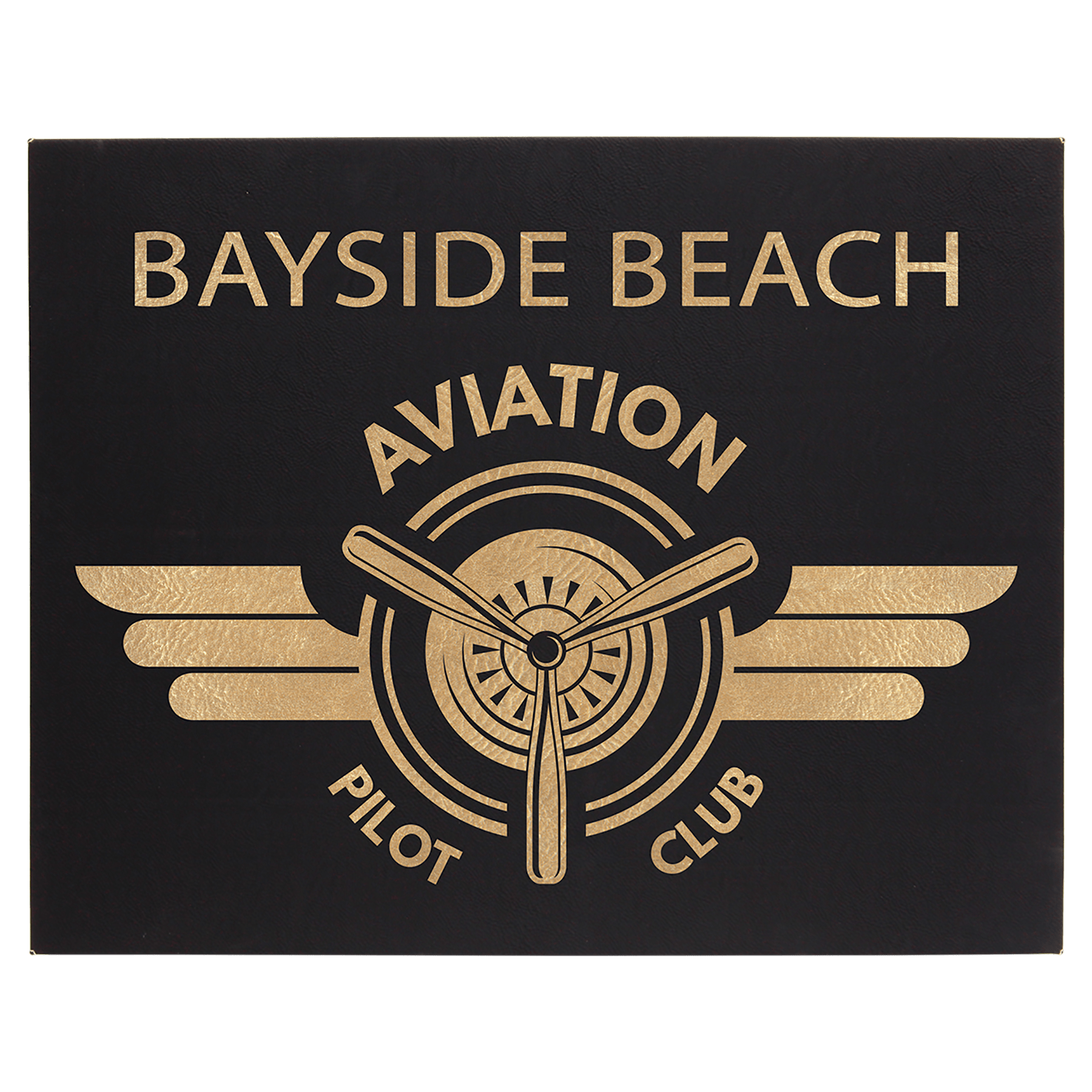 16" x 20" Black/Gold Laserable Leatherette Wall Decor with Sawtooth Hanger