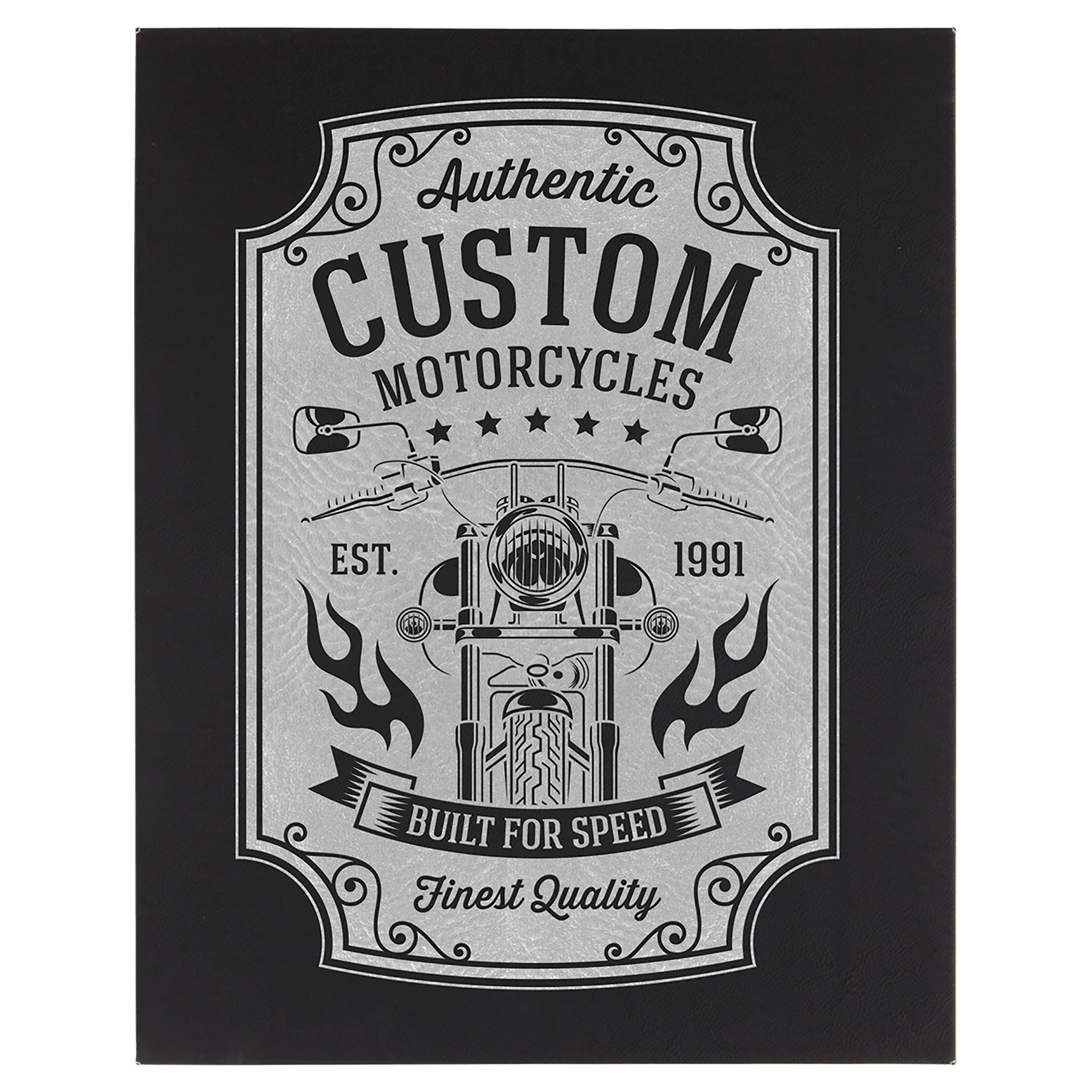 16" x 20" Black/Silver Laserable Leatherette Wall Decor with Sawtooth Hanger