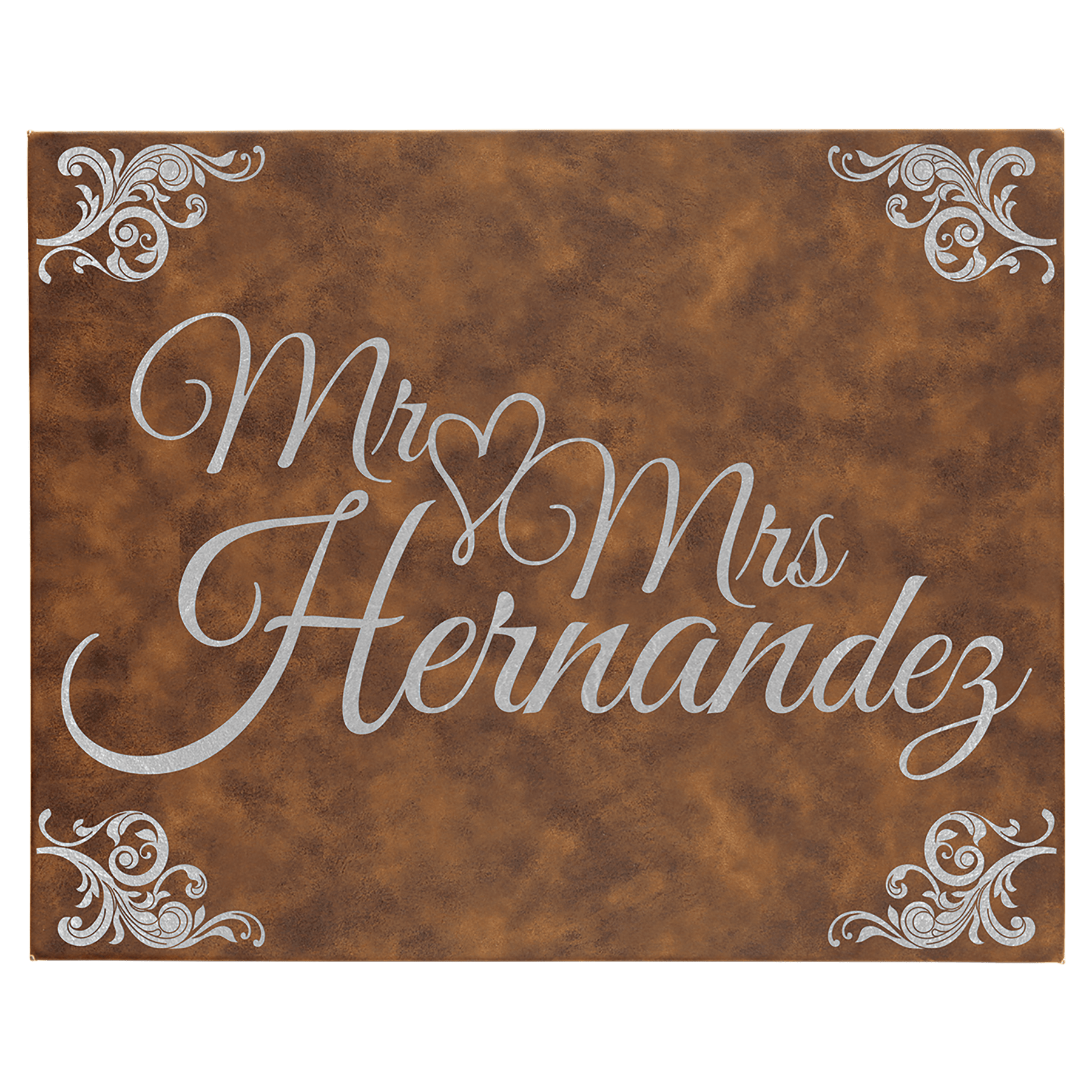 16" x 20" Rustic/Silver Laserable Leatherette Wall Decor with Sawtooth Hanger