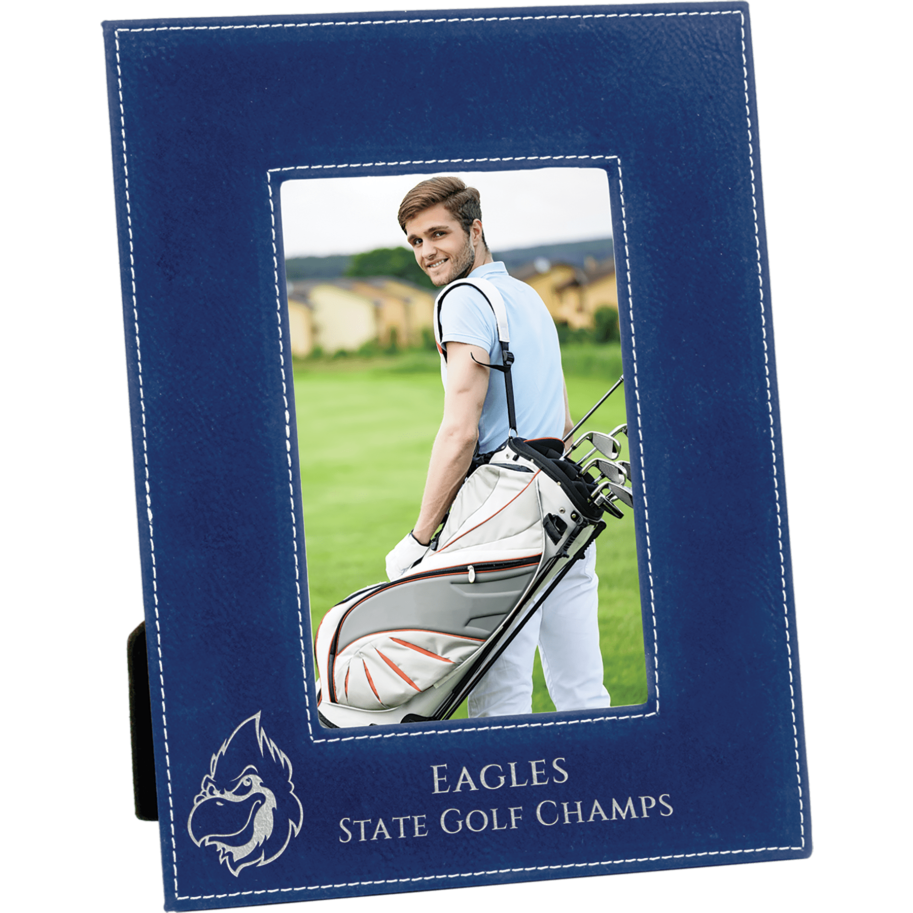 4" x 6" Blue/Silver Laserable Leatherette Photo Frame