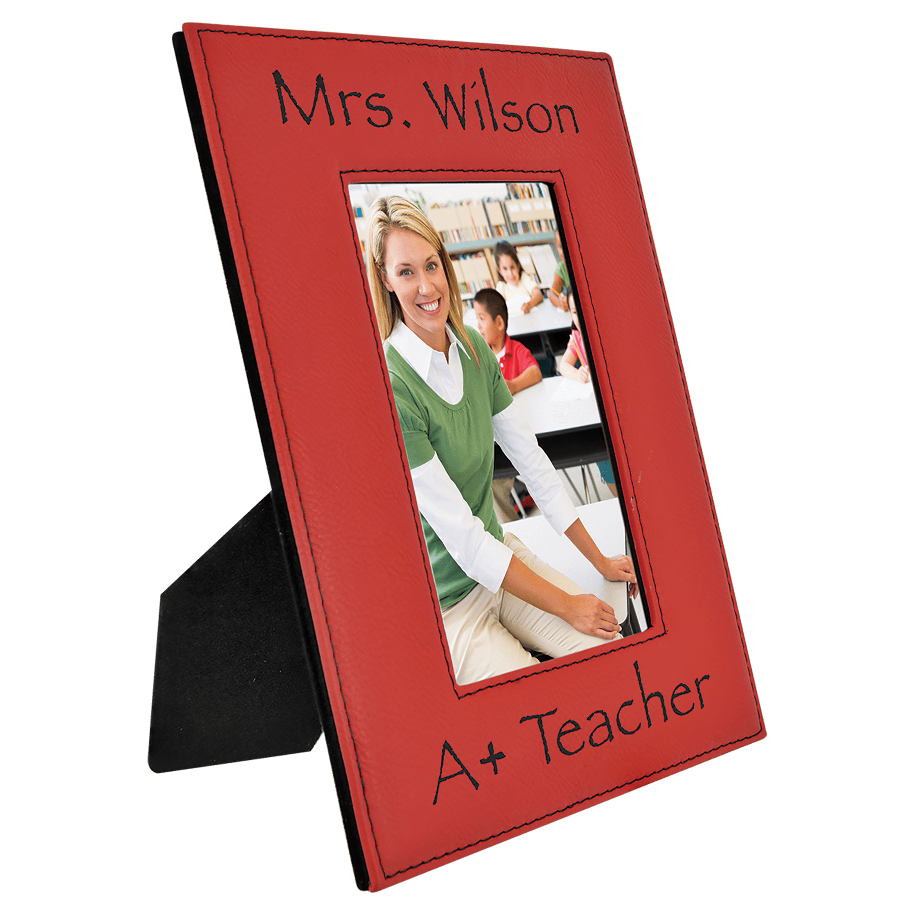 4" x 6" Red Laserable Leatherette Photo Frame