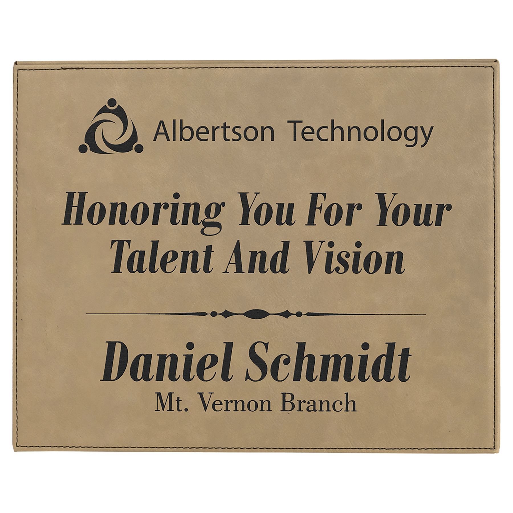 10 1/2" x 13" Light Brown Laserable Leatherette Plaque