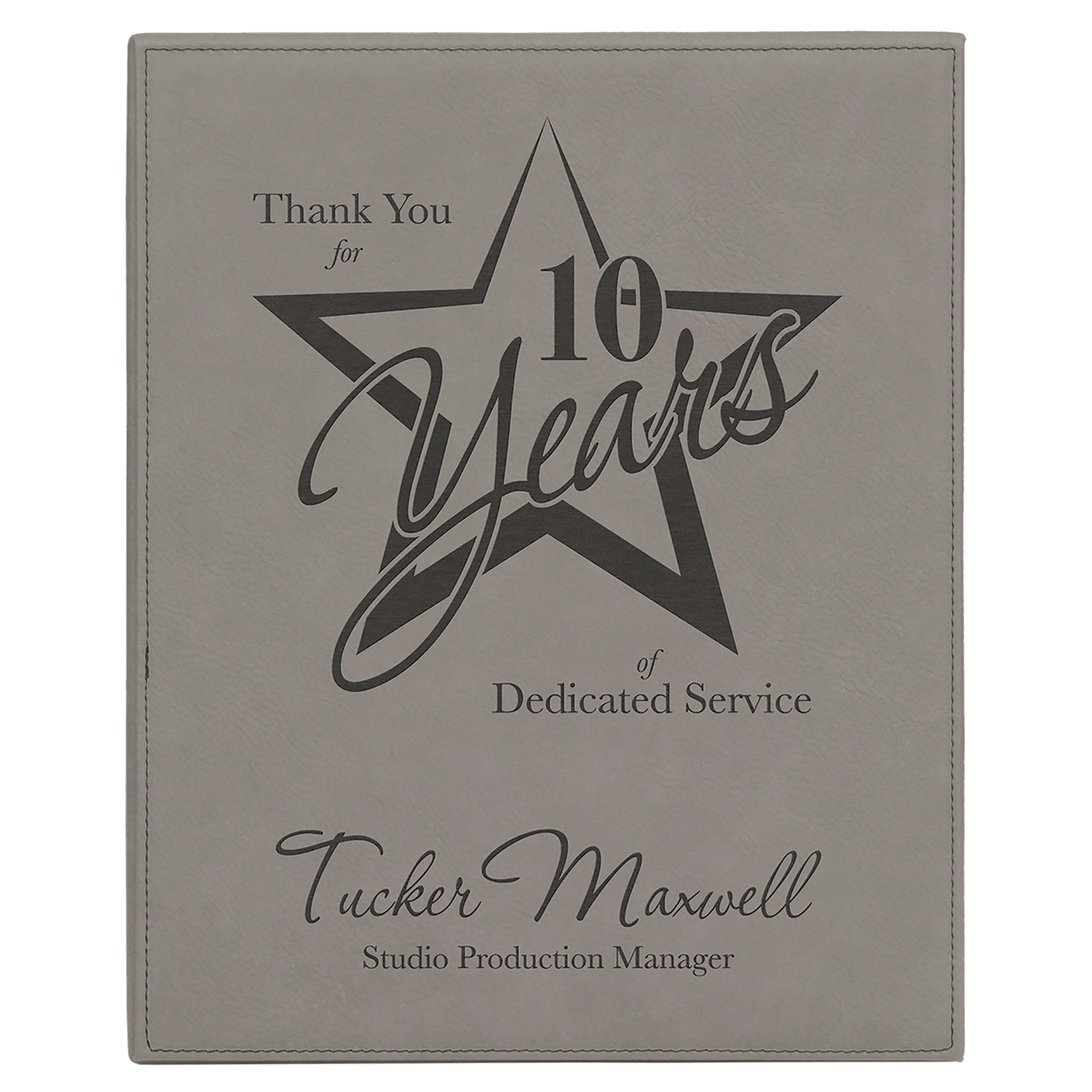 10 1/2" x 13" Gray Laserable Leatherette Plaque